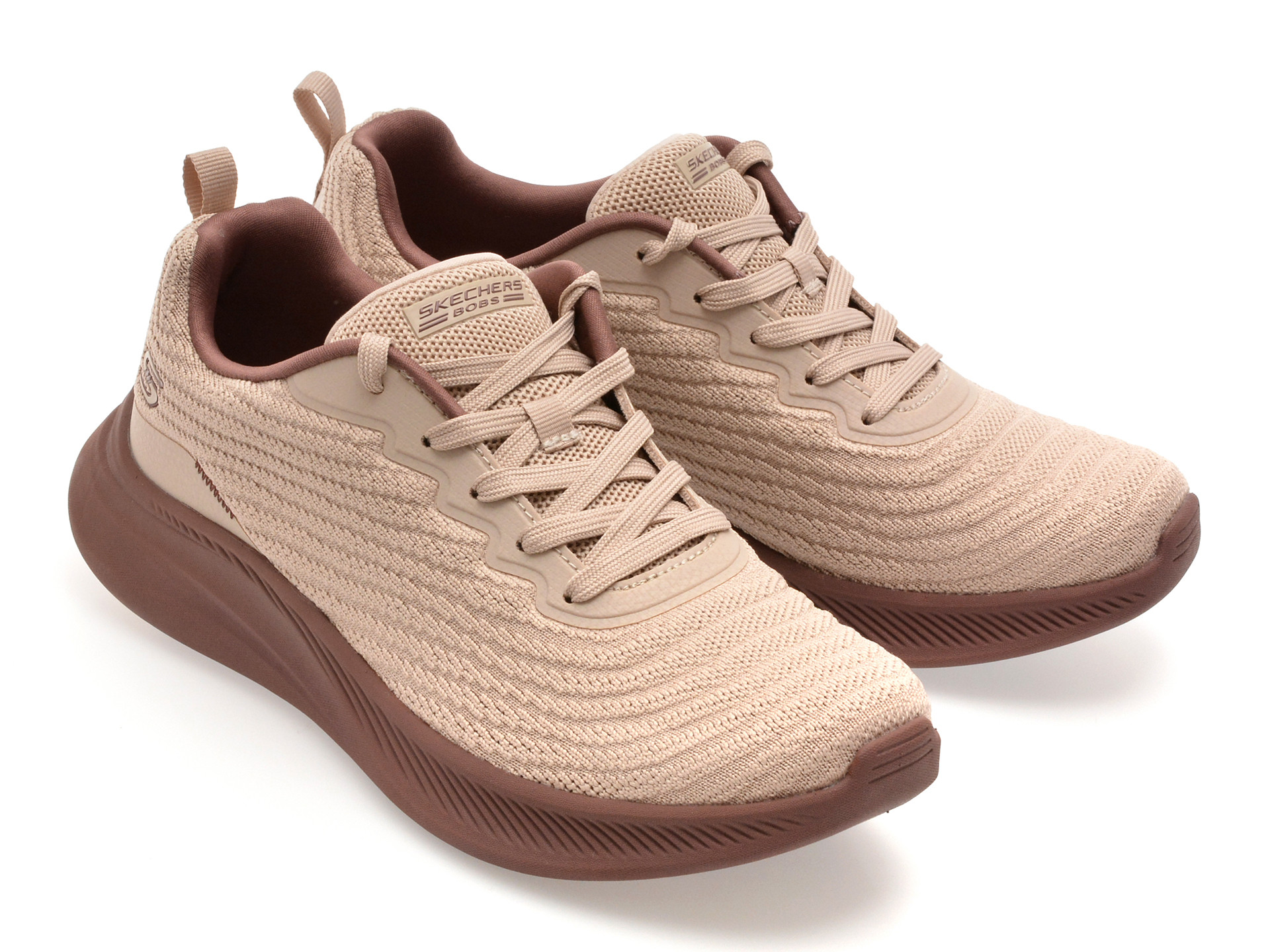 Pantofi sport SKECHERS nude, BOBS MODA FLEX, din material textil