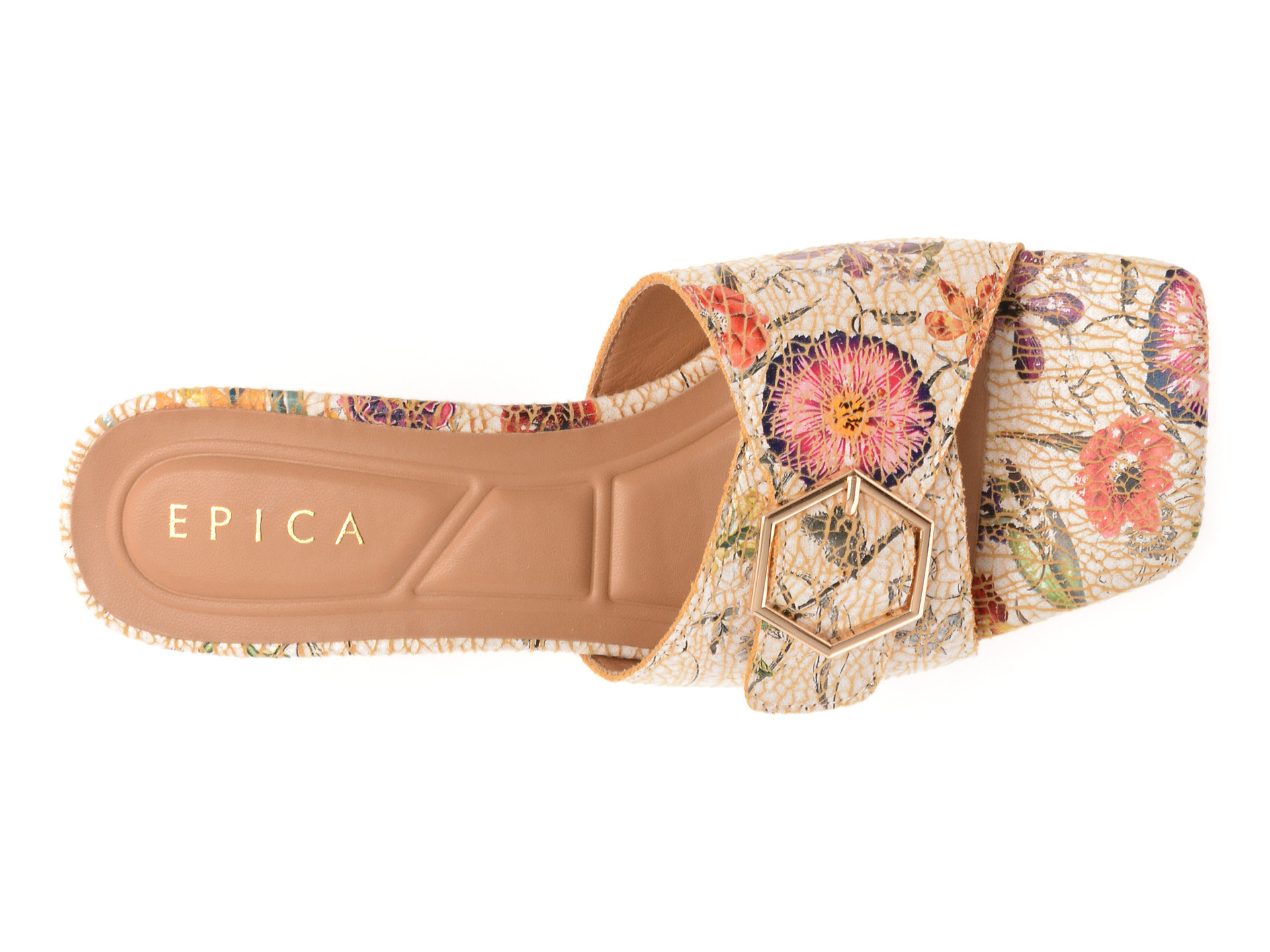 Papuci EPICA bej, 82987, din piele naturala