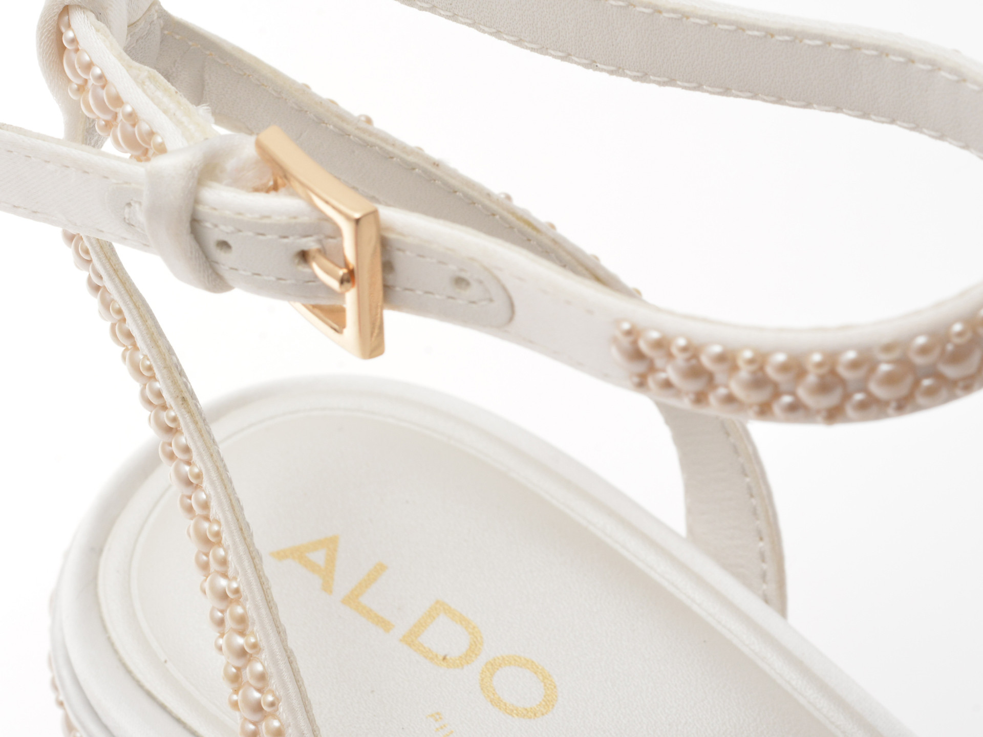 Sandale elegante ALDO albe, BOUCLETTIE 110, din material textil
