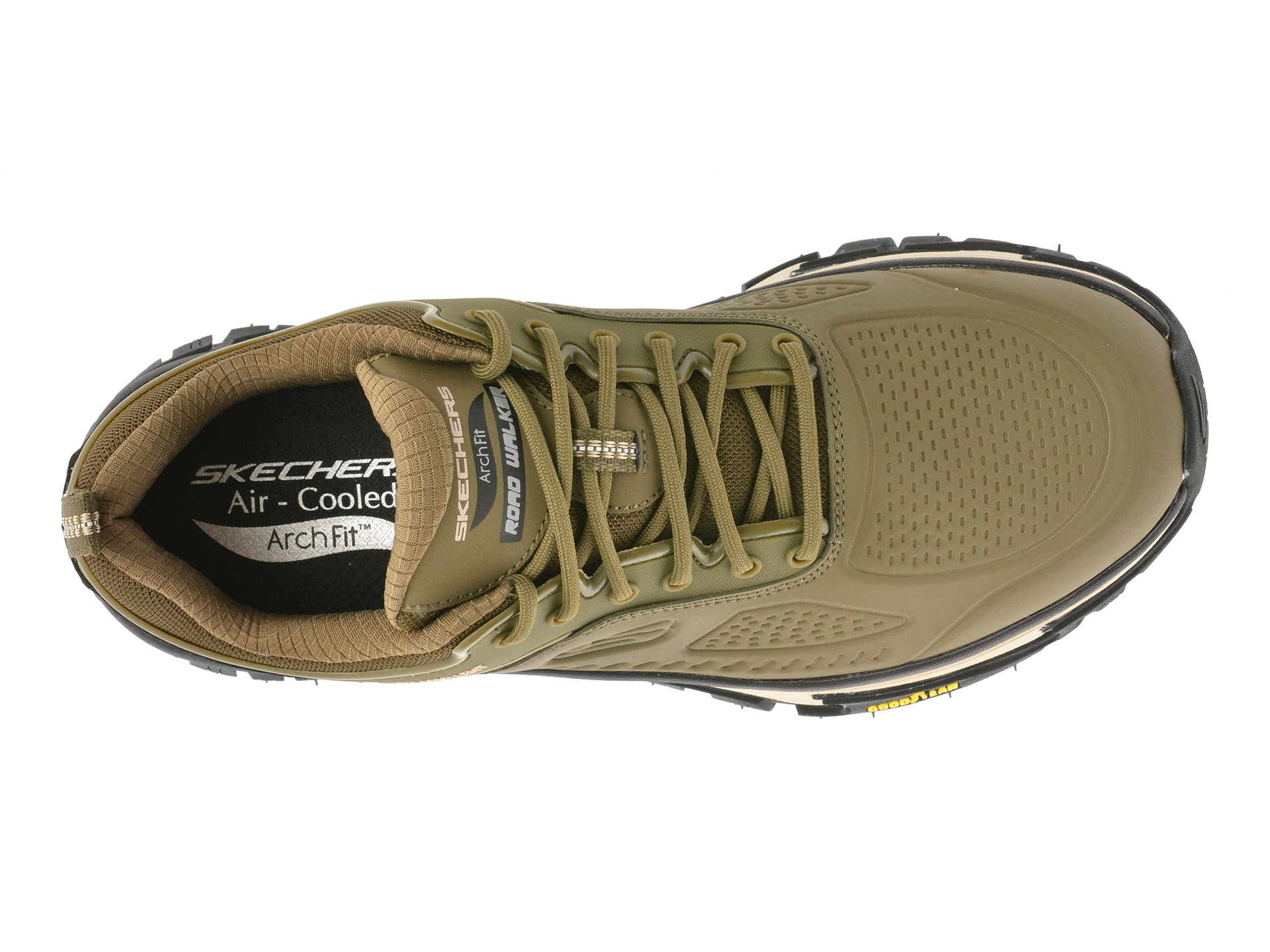 Pantofi sport SKECHERS kaki, ARCH FIT ROAD WALKER, din piele naturala
