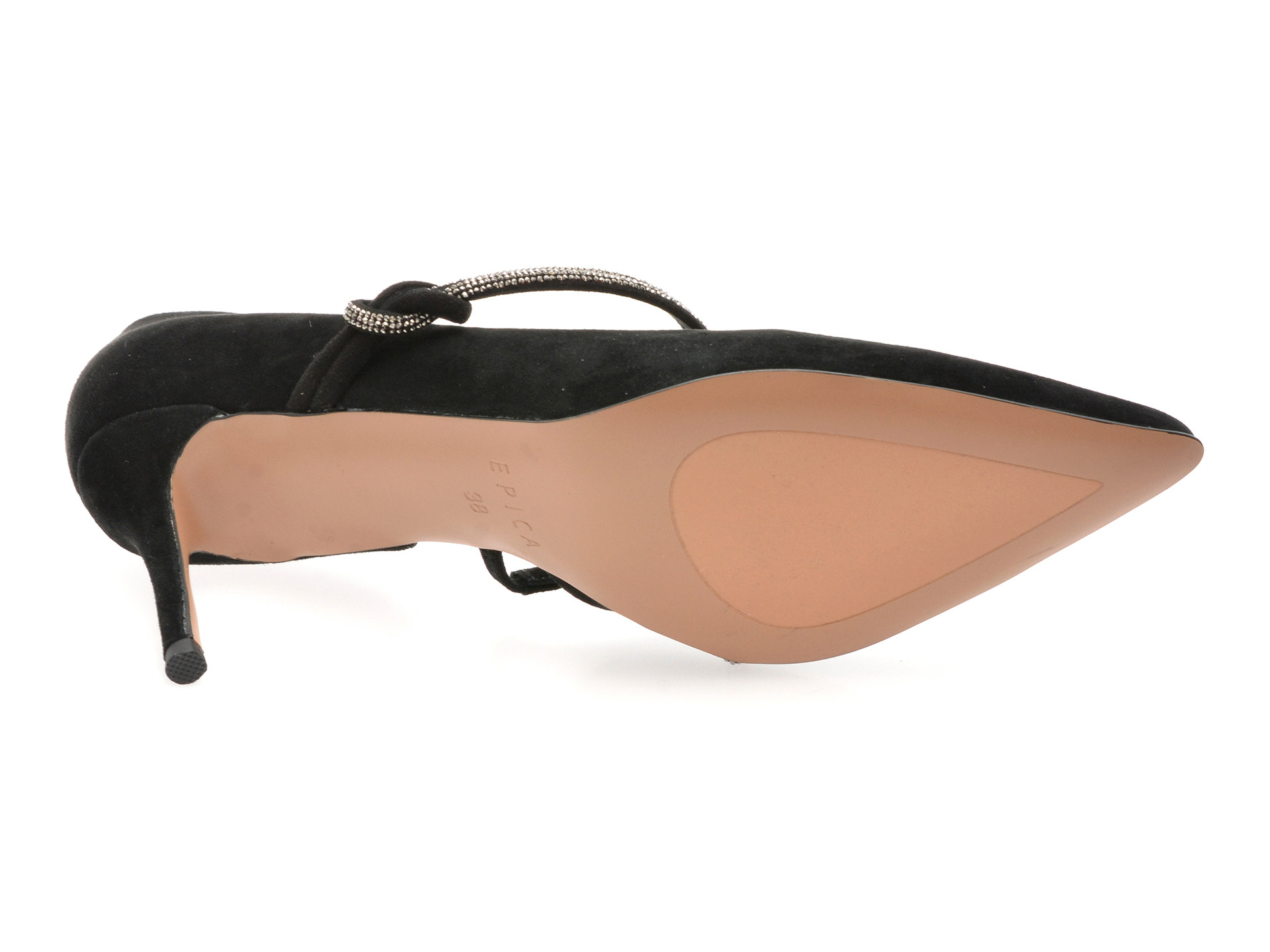 Pantofi eleganti EPICA negri, E291, din piele intoarsa