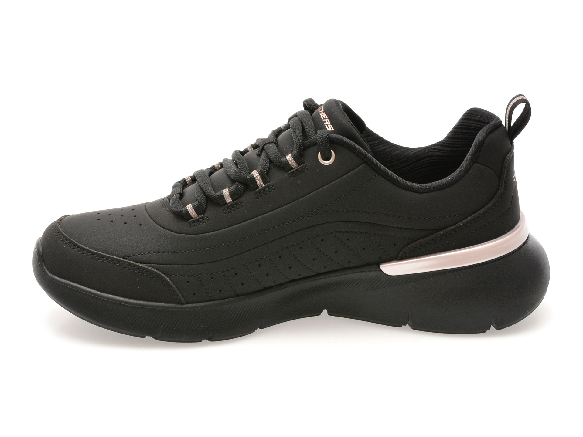 Pantofi sport SKECHERS negri, SKECH-AIR DYNAMIGHT 2.0, din piele ecologica