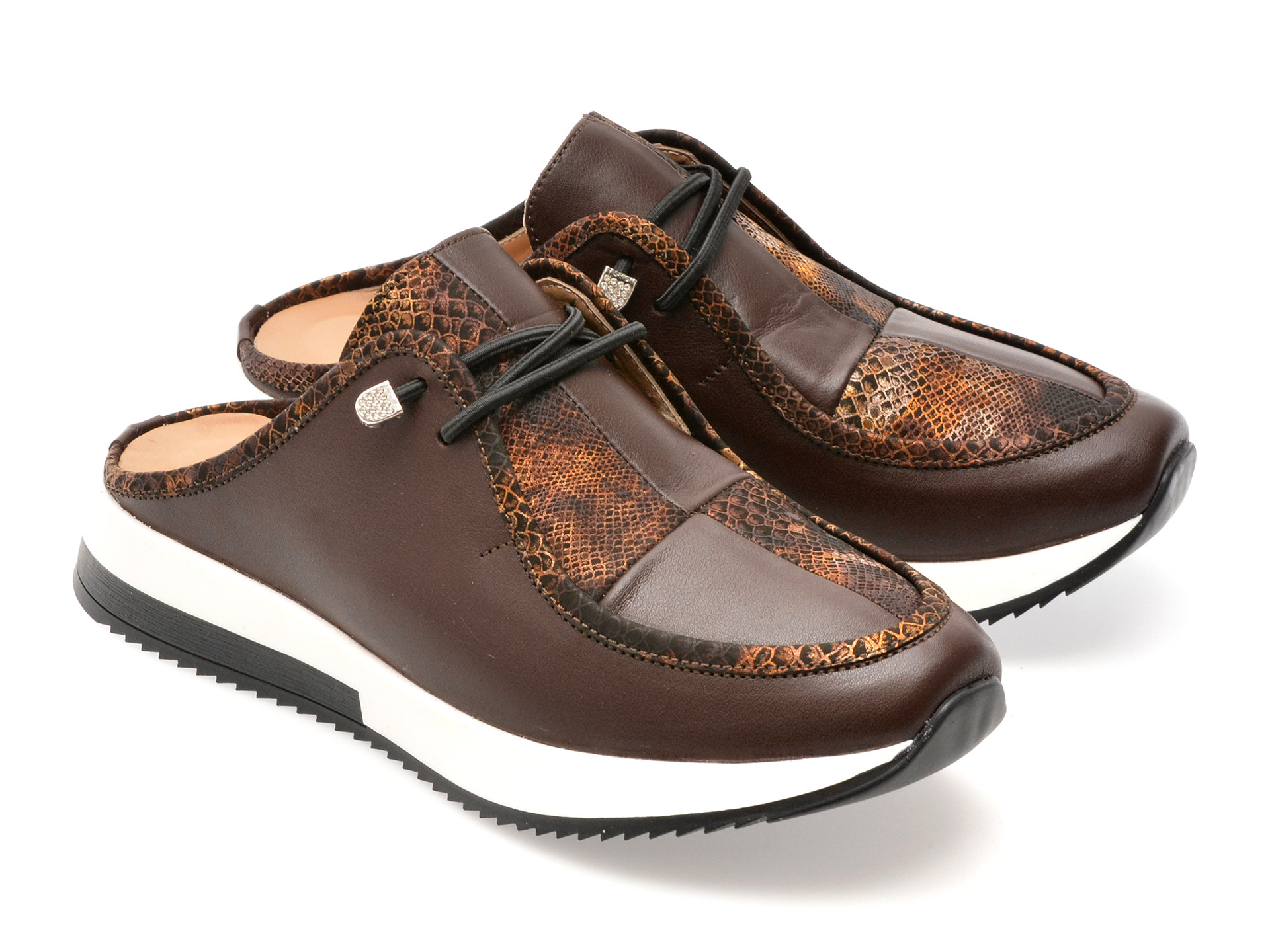 Papuci EPICA negri, 241Y100, din piele naturala