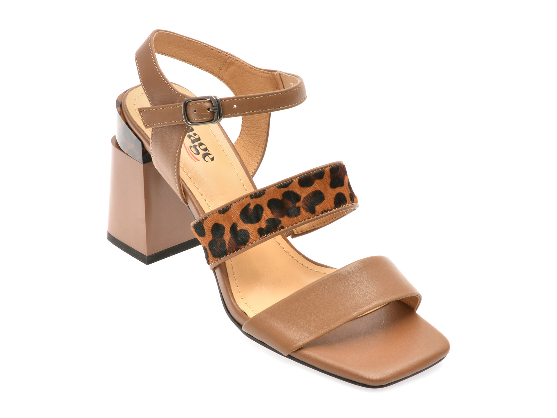 Sandale IMAGE maro, K996, din piele naturala