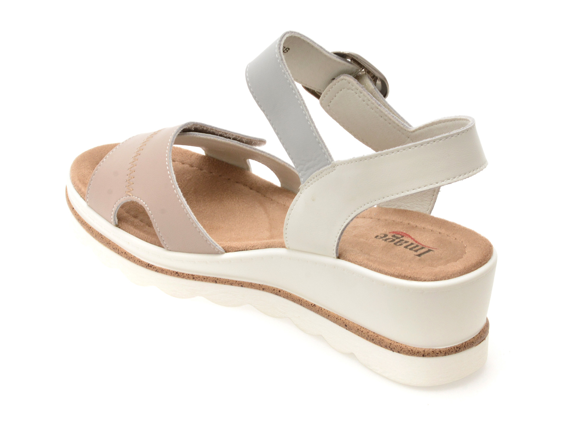 Sandale IMAGE albe, 1152H16, din piele naturala