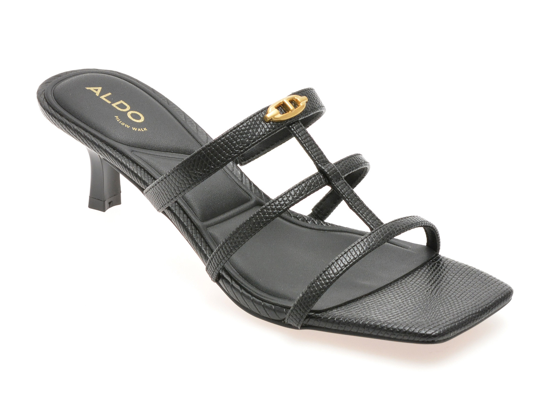 Papuci ALDO negri, GOLDEN GLOW 001, din piele ecologica
