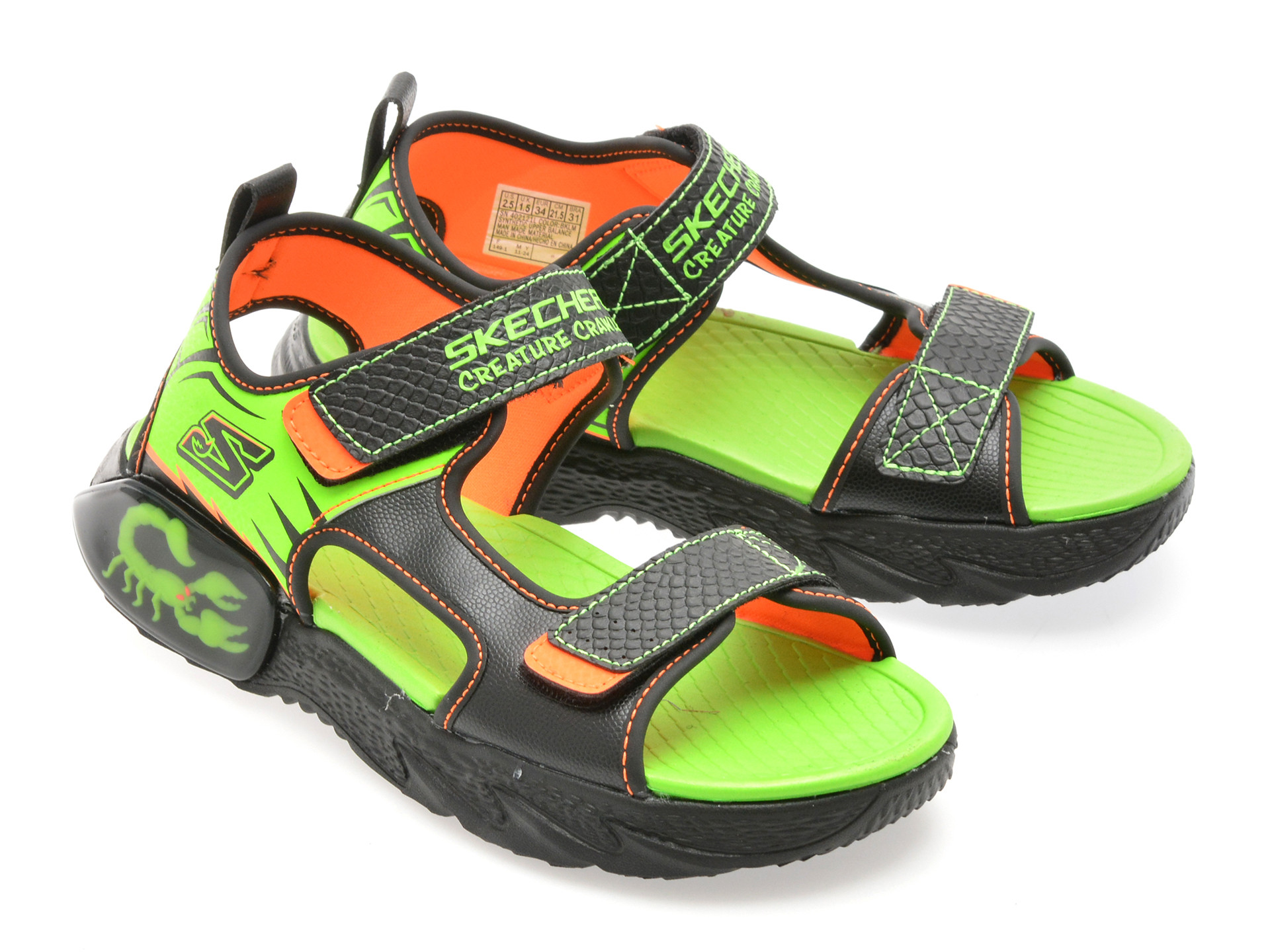 Sandale SKECHERS negre, CREATURE-SPLASH, din piele ecologica