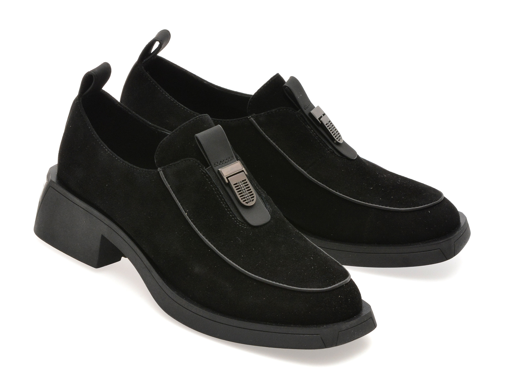 Pantofi EPICA negri, LD1139, din piele intoarsa