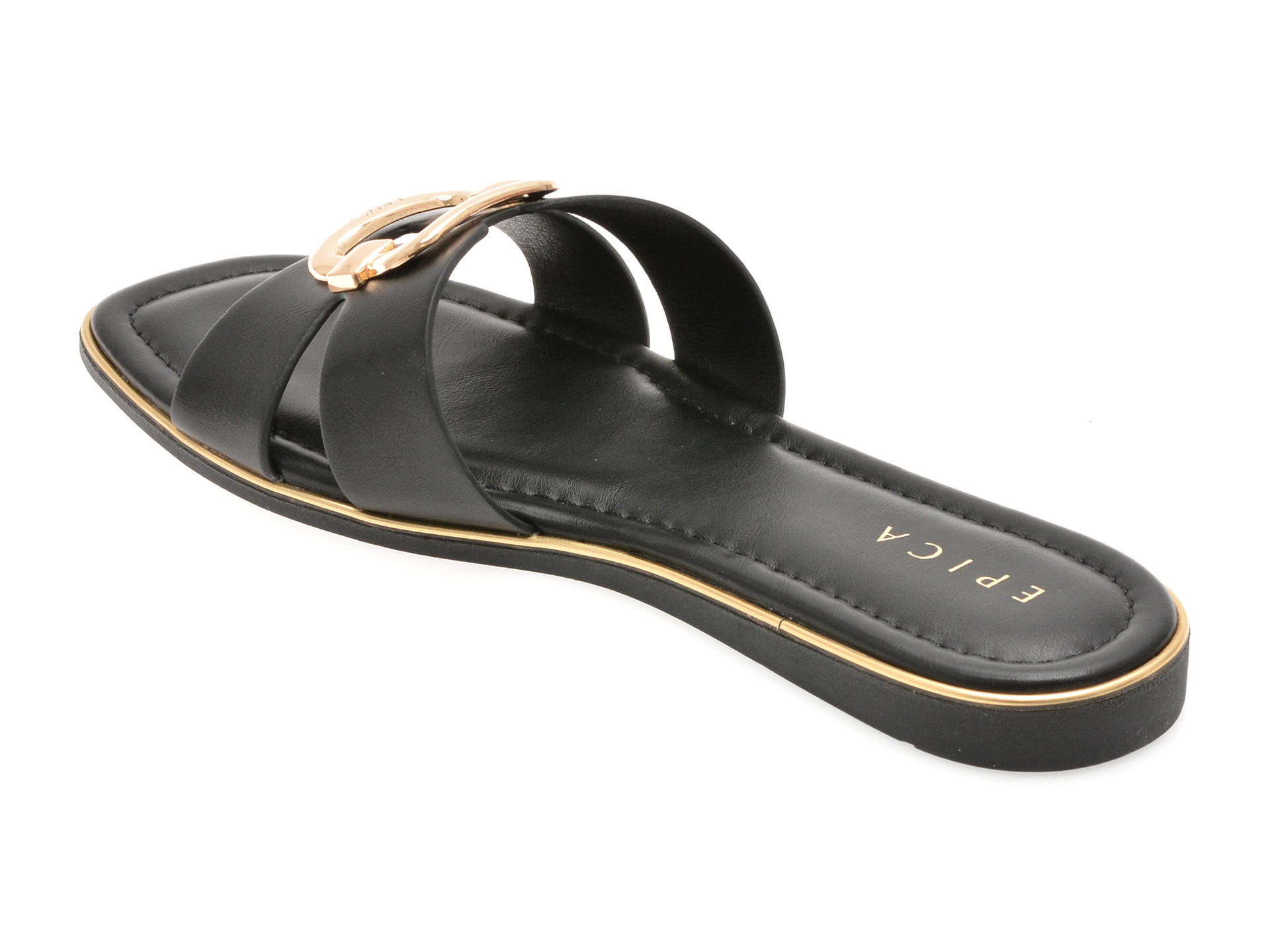 Papuci EPICA negri, 82955, din piele ecologica