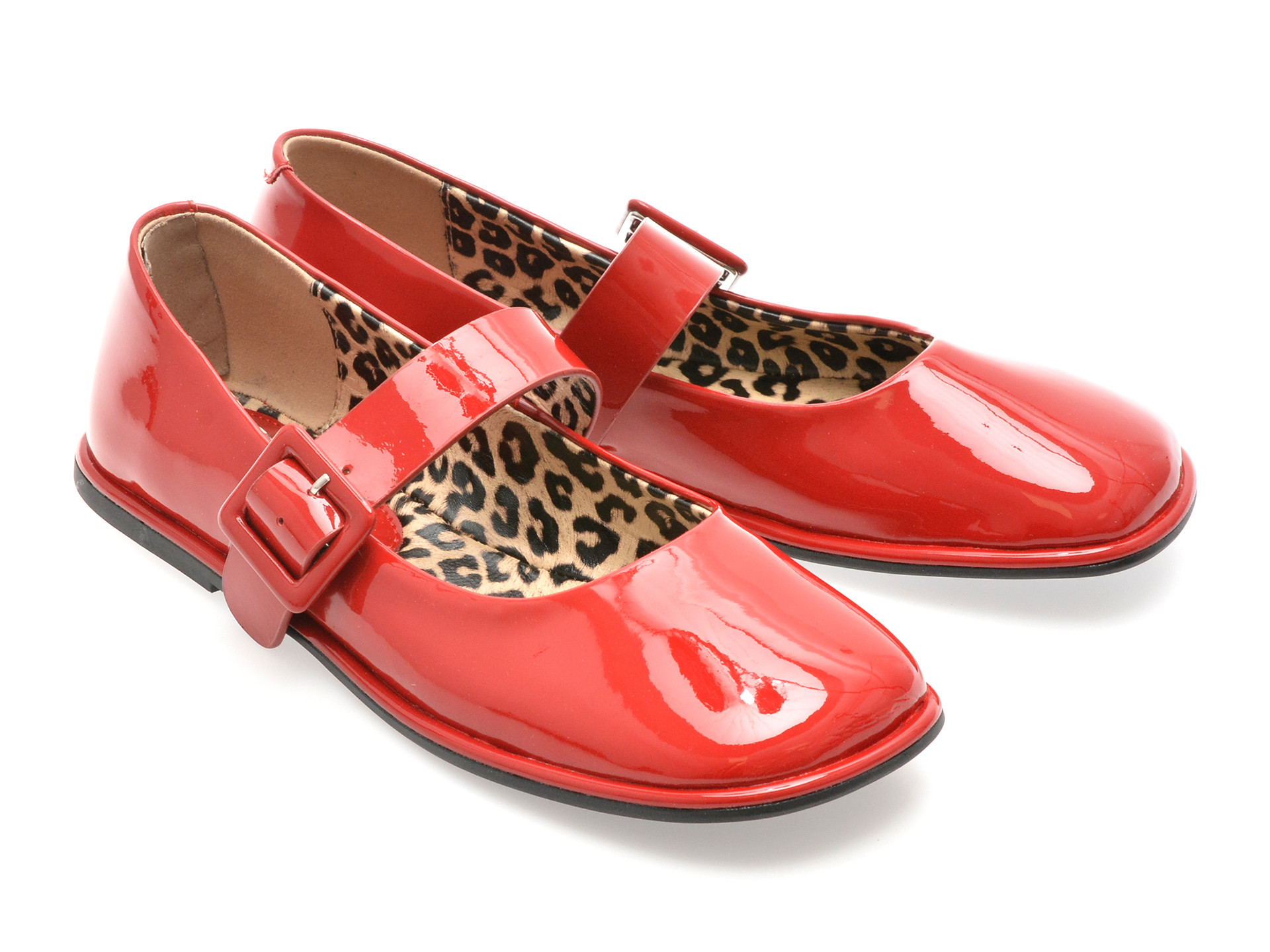 Balerini EPICA rosii, 82211, din piele naturala lacuita