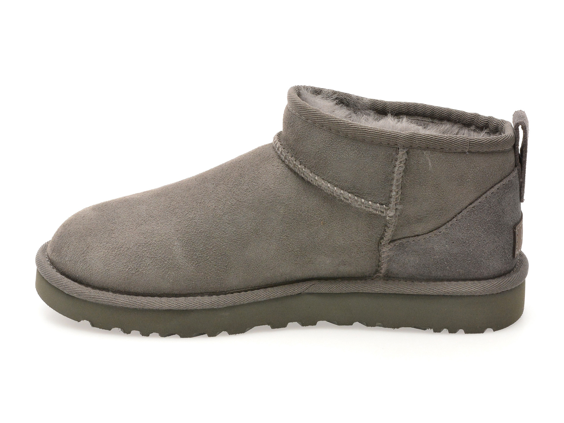 Ghete UGG gri, CLASSIC ULTRA MINI, din piele intoarsa