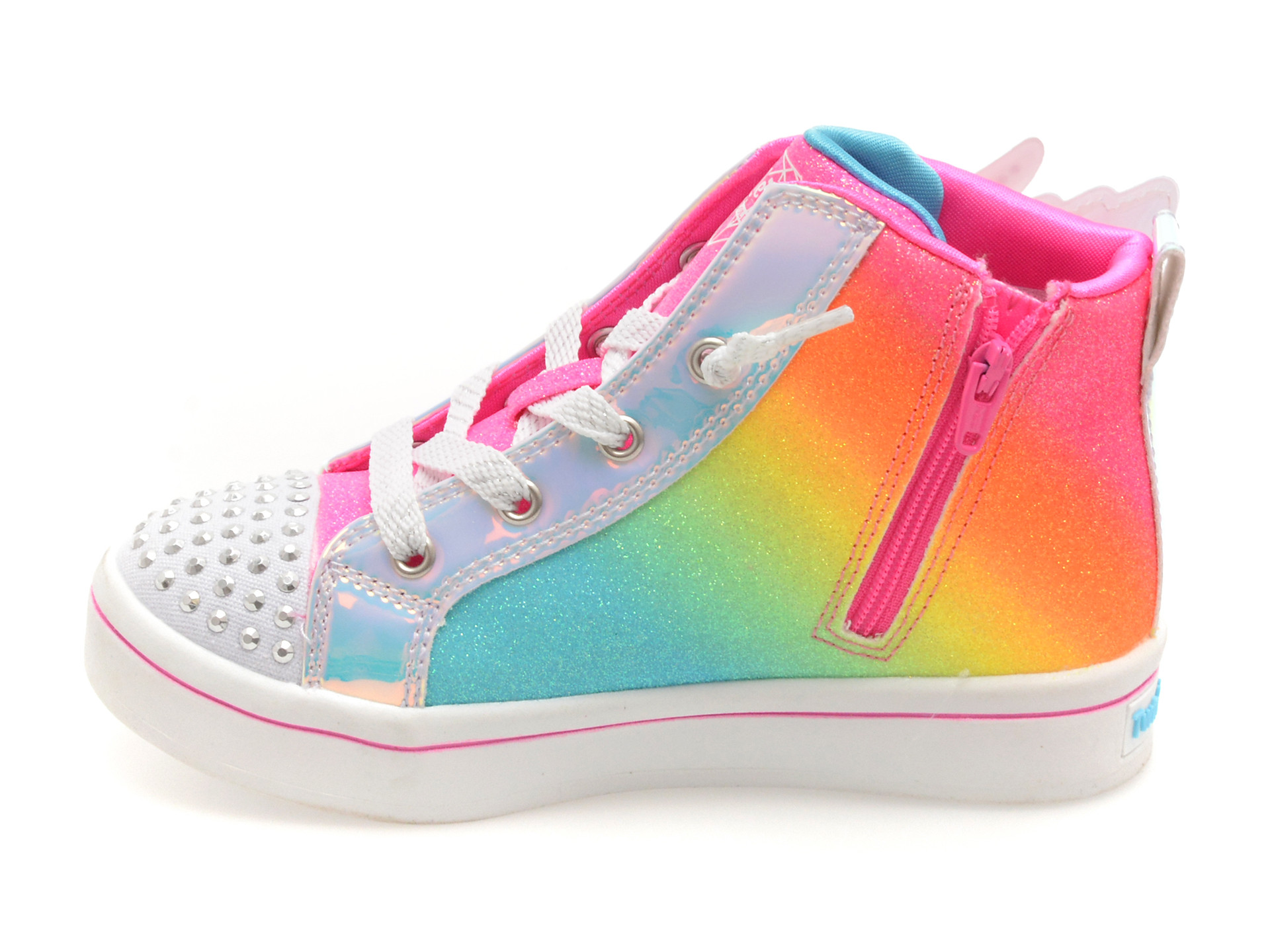 Ghete SKECHERS roz, TWI-LITES 2.0, din piele ecologica