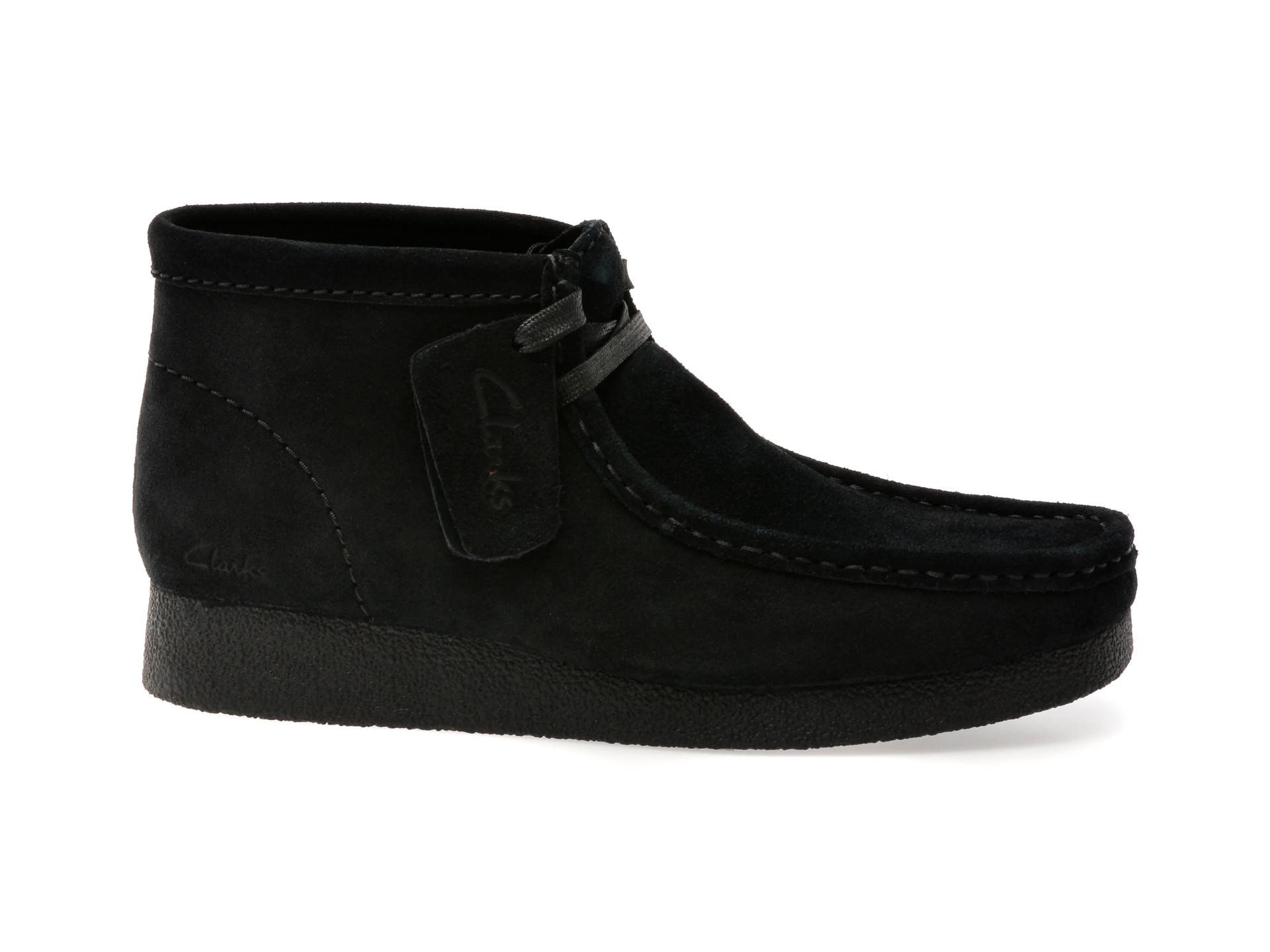 Ghete CLARKS negre, WALLABEE EVO BT, din piele intoarsa