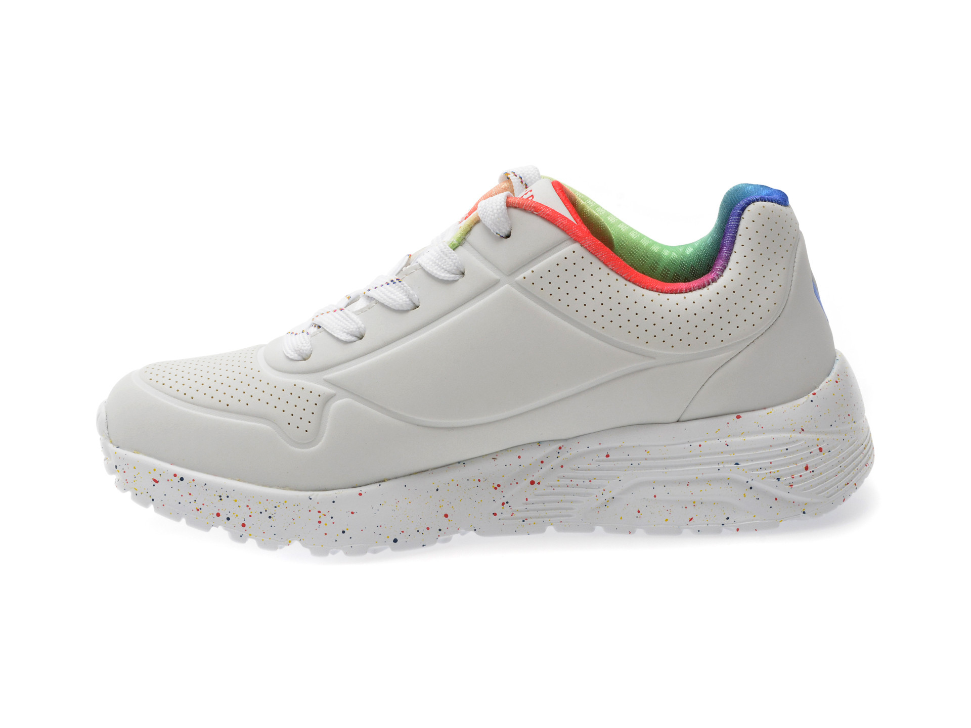 Pantofi sport SKECHERS albi, UNO LITE, din piele ecologica