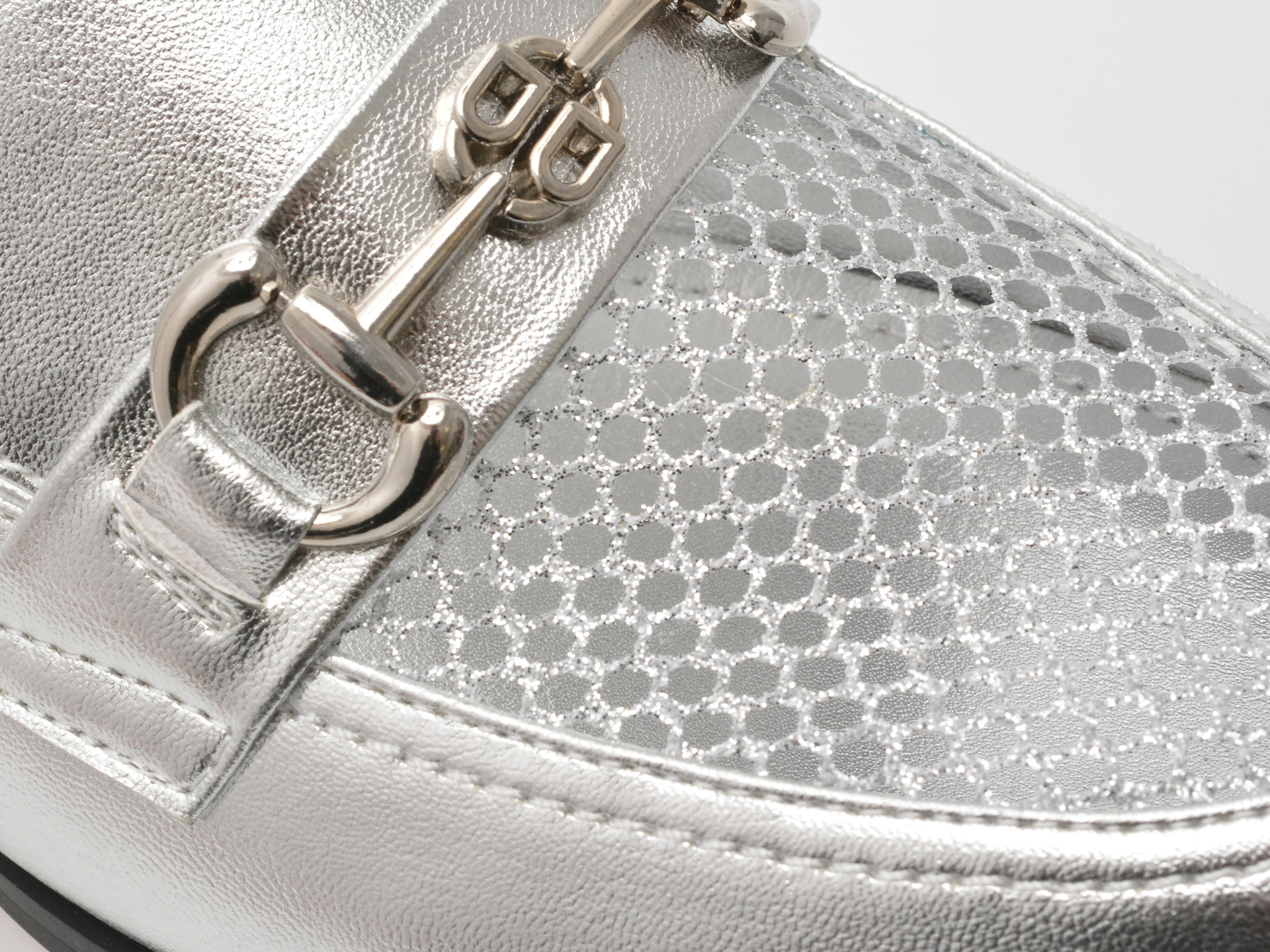 Mocasini EPICA argintii, H138, din piele naturala