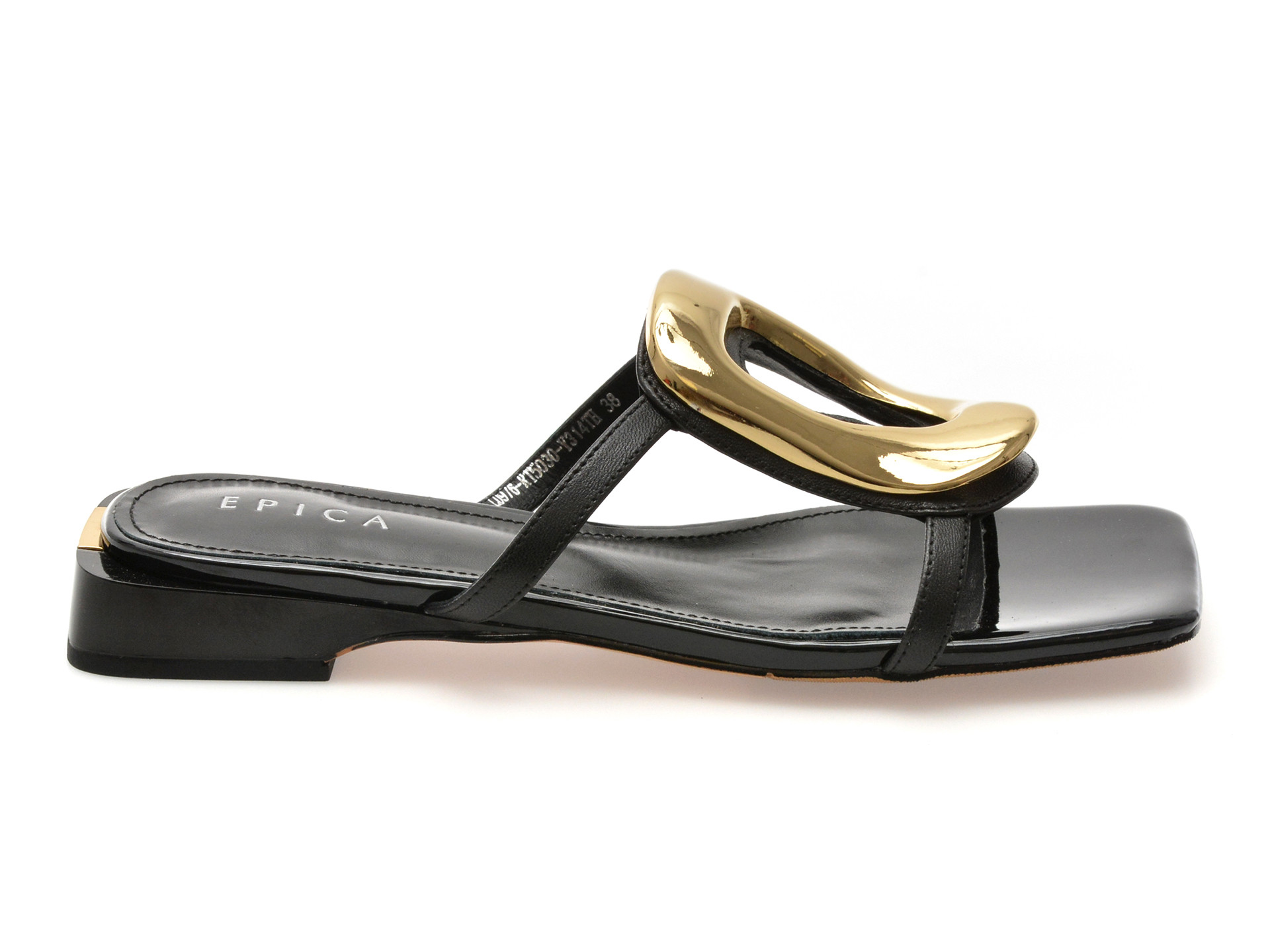 Papuci EPICA negri, LD976, din piele naturala