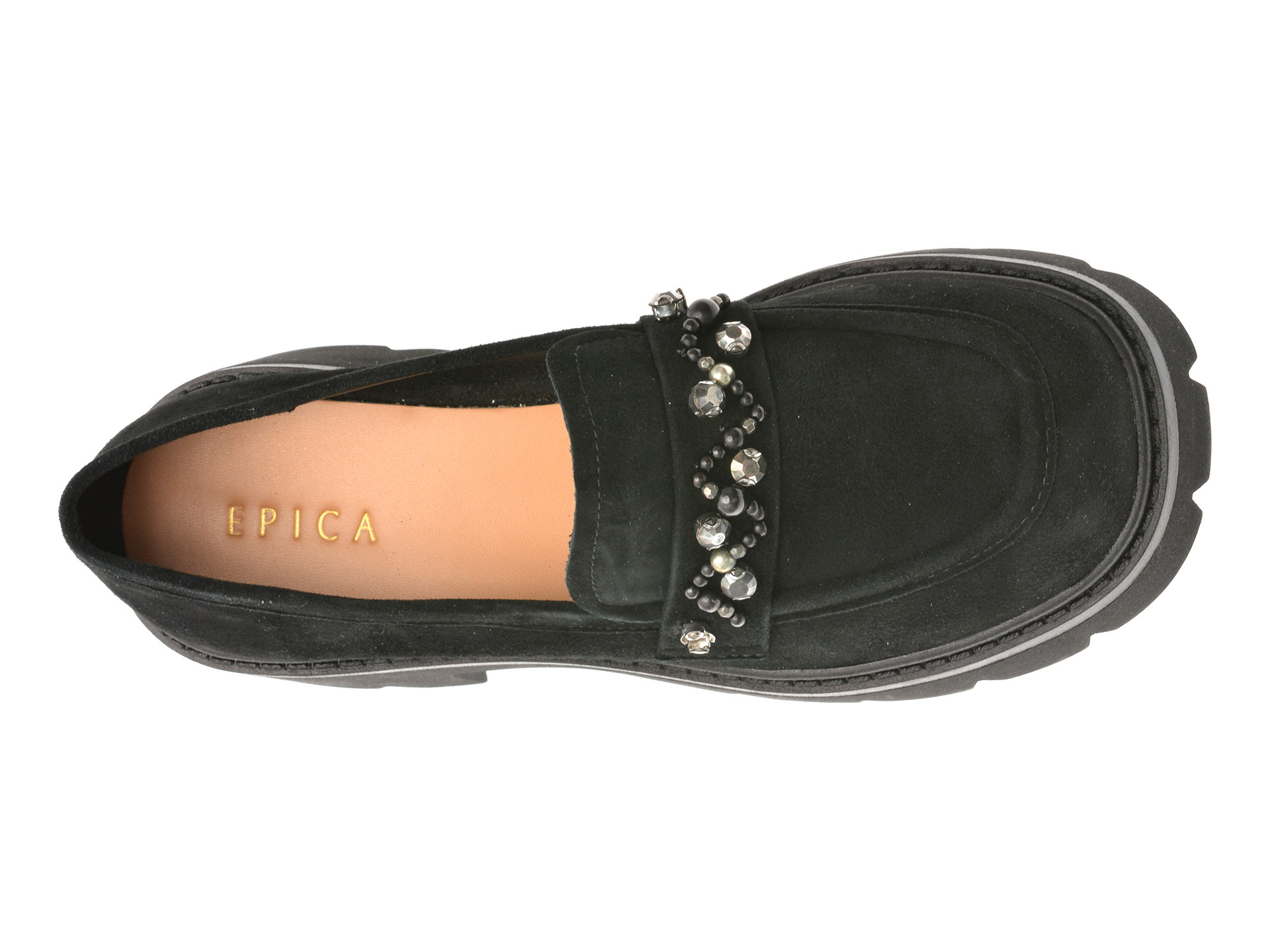 Mocasini EPICA negri, P481, din piele intoarsa