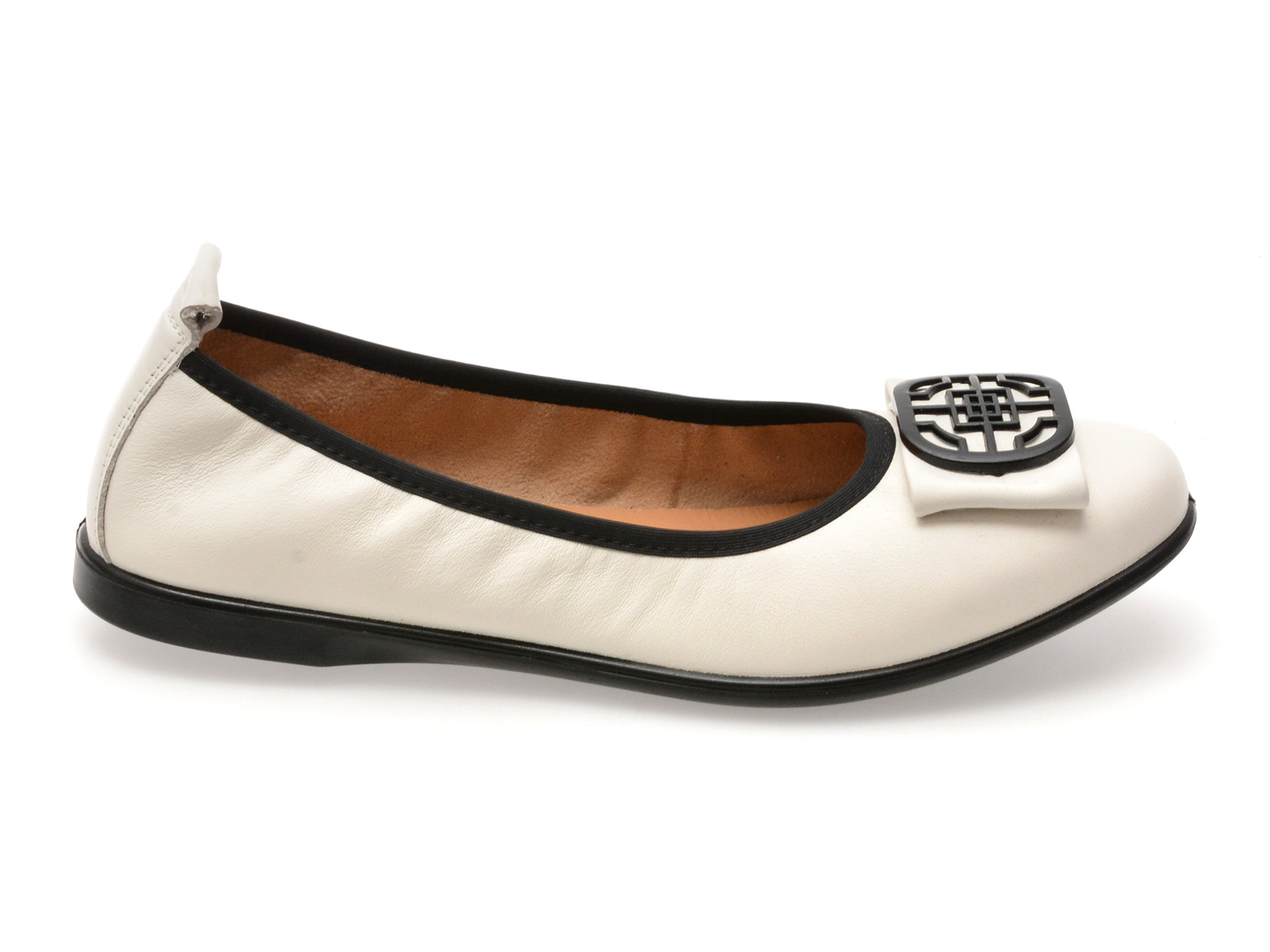 Balerini IMAGE albi, 172111, din piele naturala