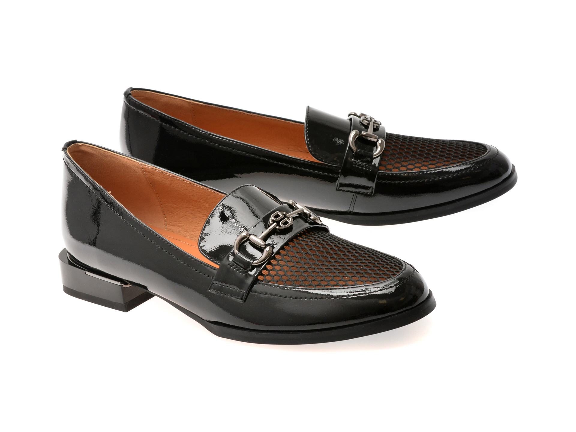 Mocasini EPICA negri, H138, din piele natuala lacuita