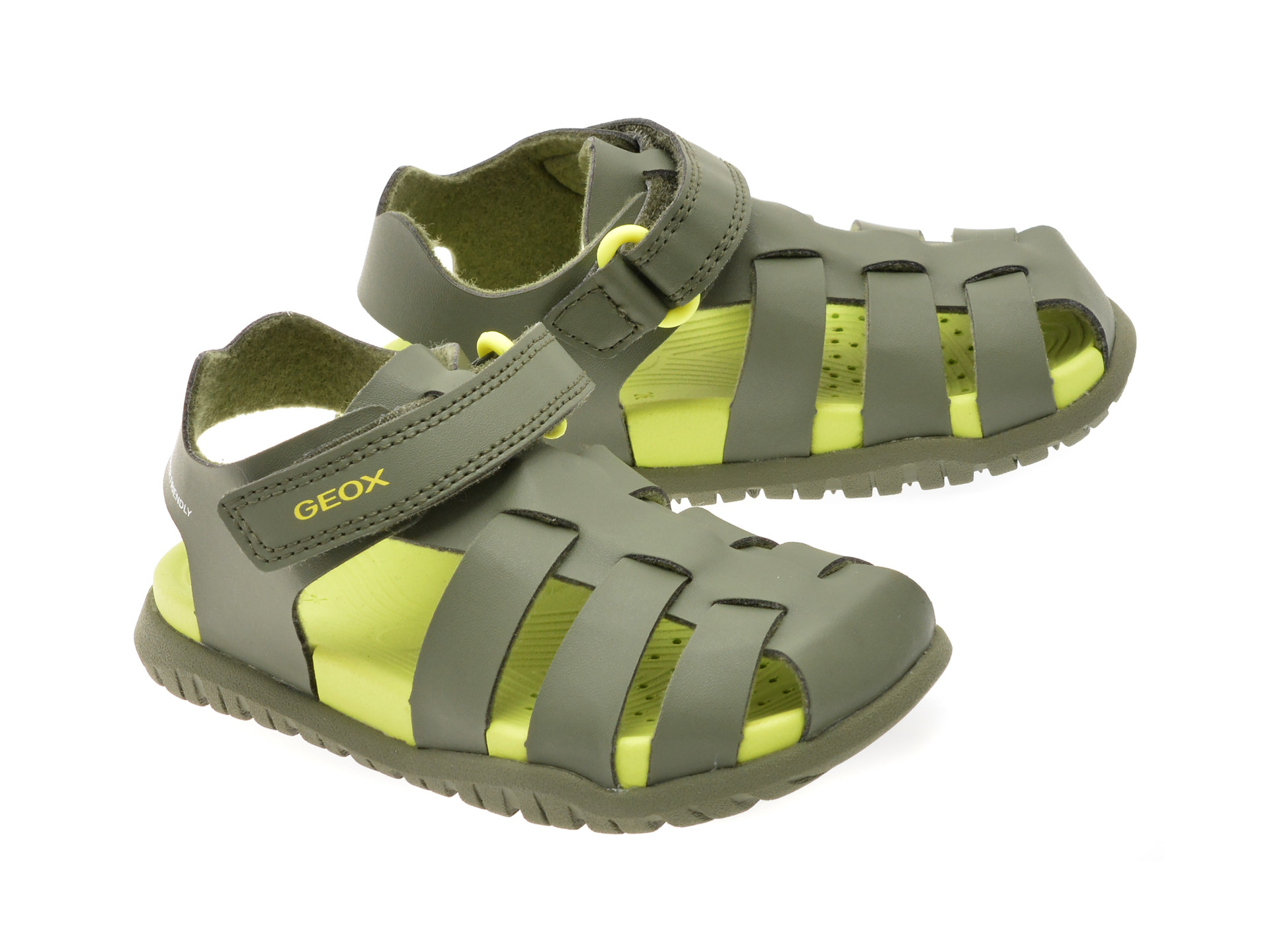 Sandale GEOX verzi, B556AA, din piele ecologica