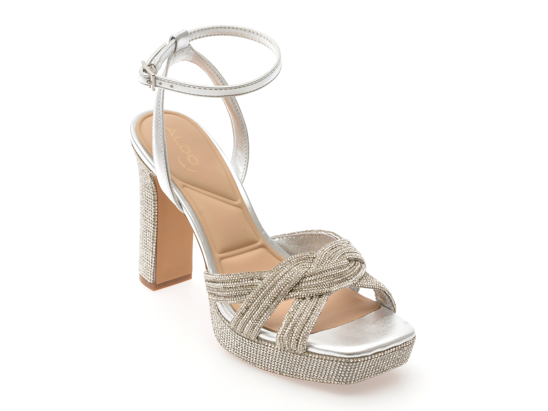 Sandale elegante ALDO argintii, SHIMMA 040, din piele ecologica