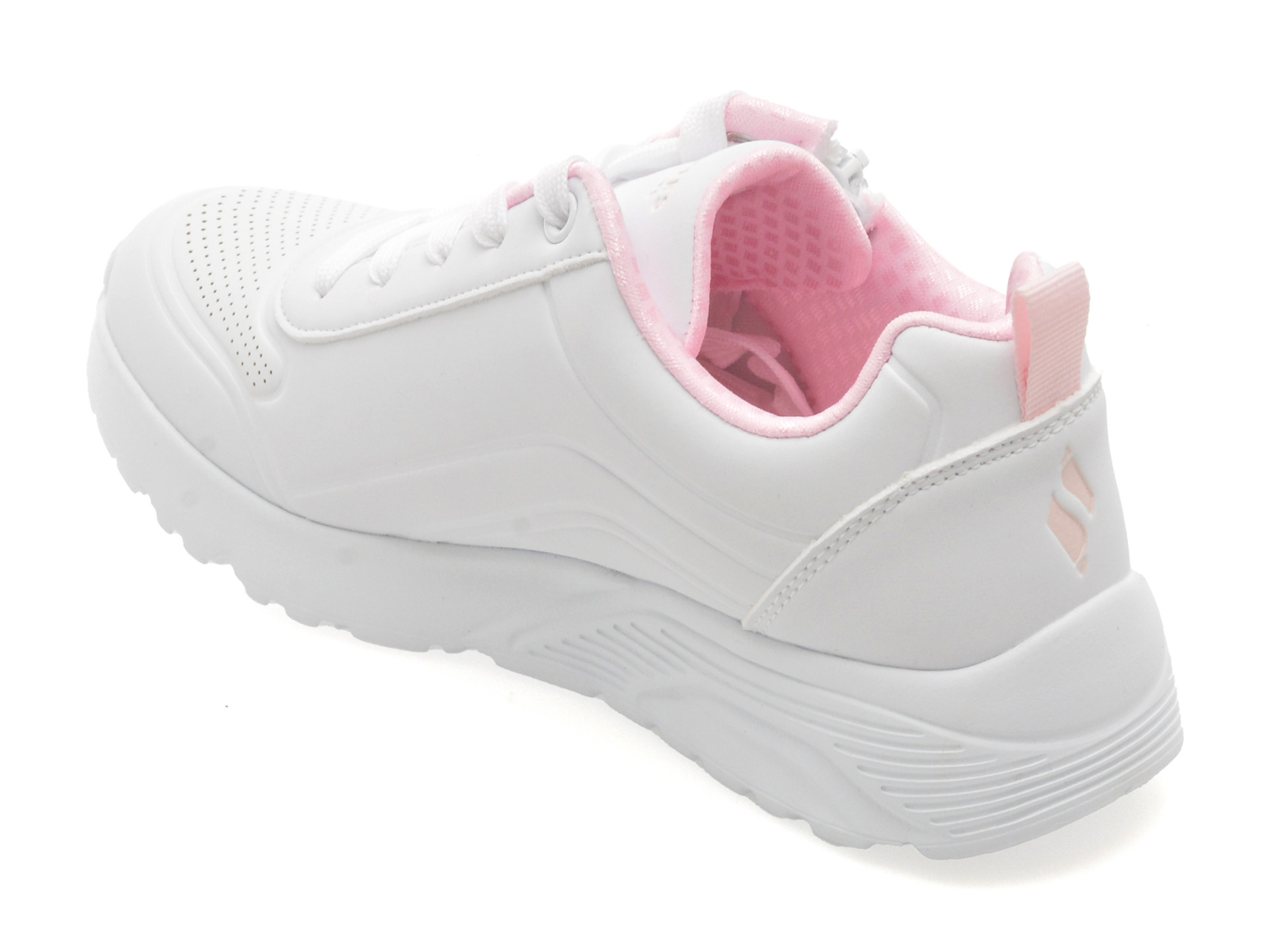 Pantofi sport SKECHERS albi, UNO LITE, din piele ecologica