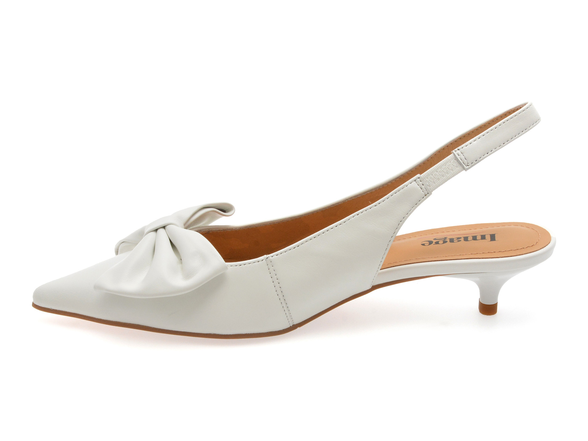 Pantofi eleganti IMAGE albi, 4H077, din piele naturala