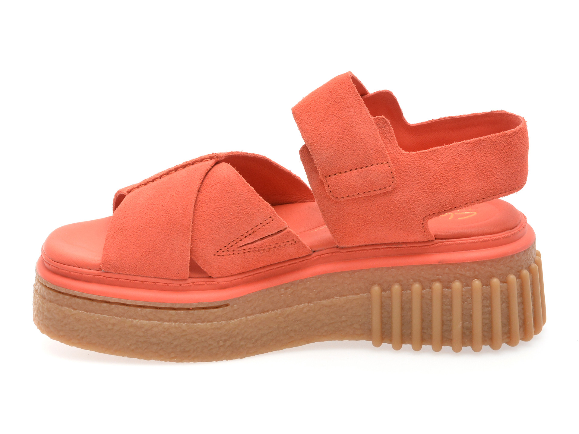 Sandale CLARKS portocalii, EVAMAR WISH, din piele Intoarsa