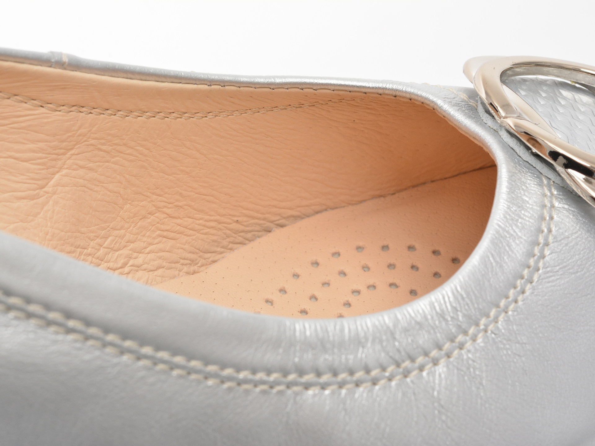 Balerini IMAGE argintii, 6415, din piele naturala