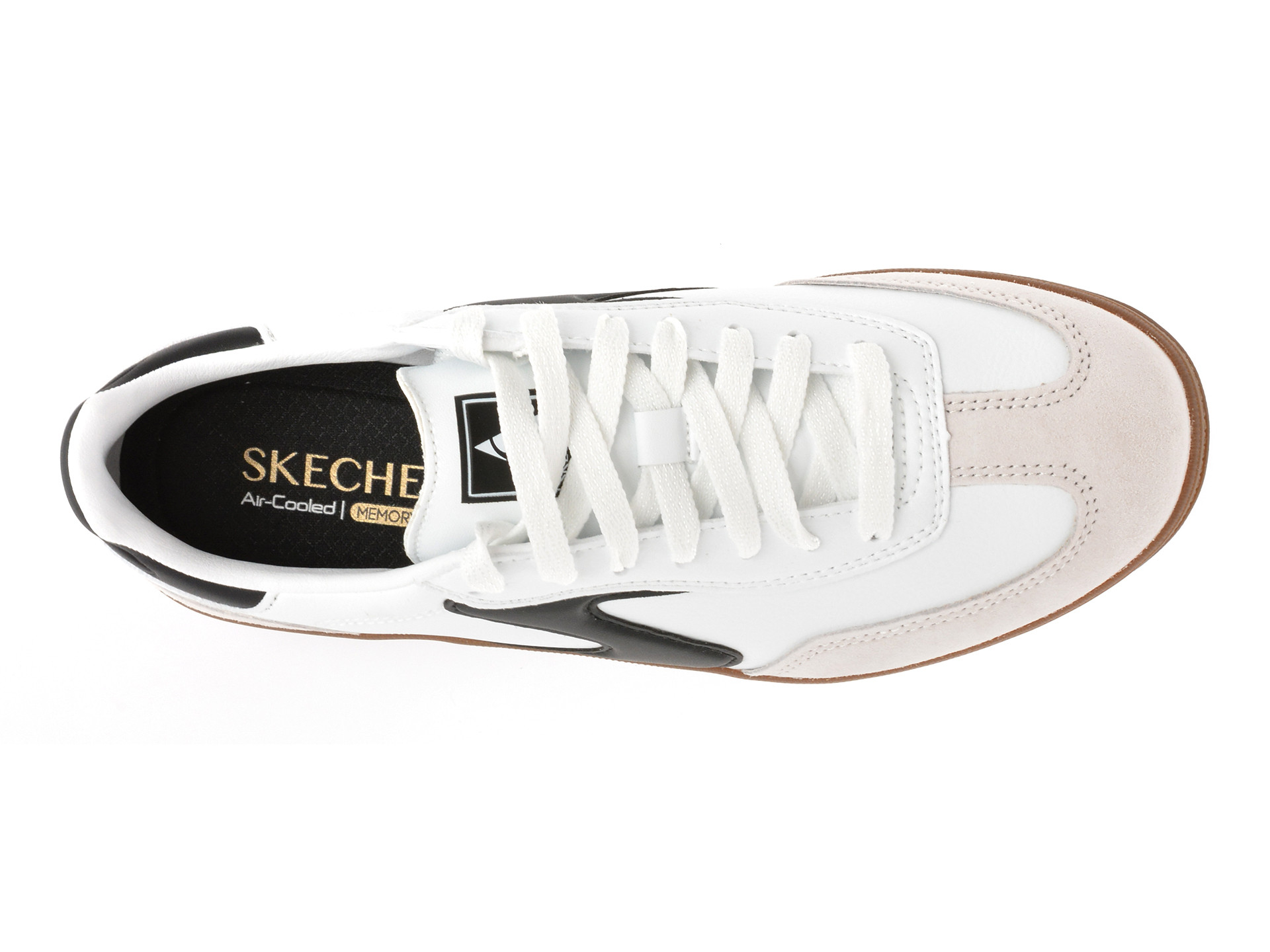 Pantofi sport SKECHERS alb-negru, HOTSHOT, din piele ecologica