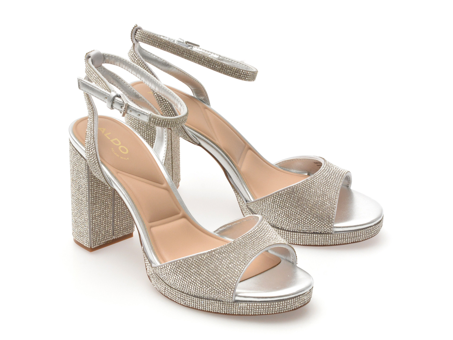 Sandale elegante aldo argintii alluring 040 din piele ecologica