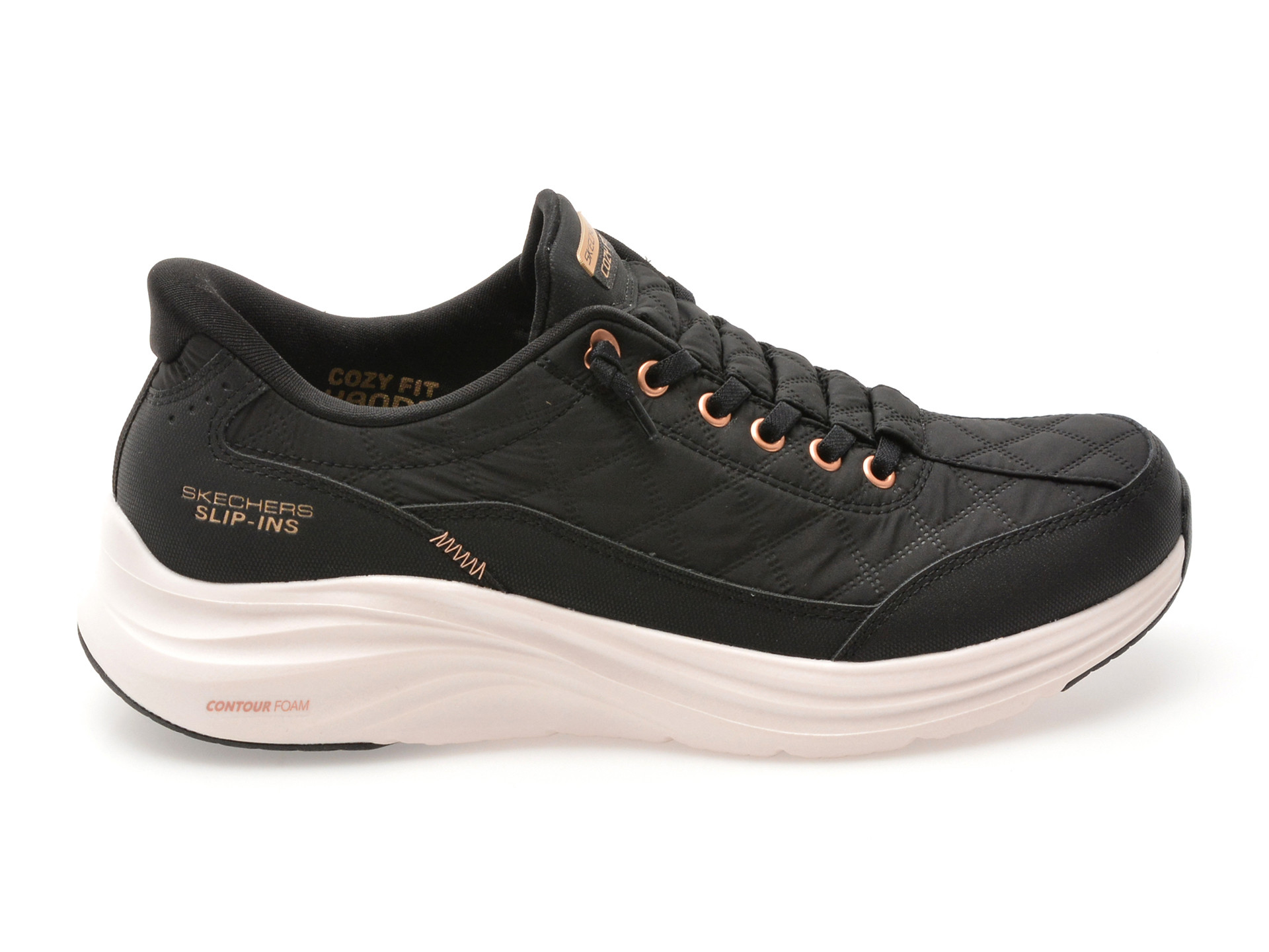 Pantofi sport SKECHERS negri, CONTOUR FOAM, din material textil