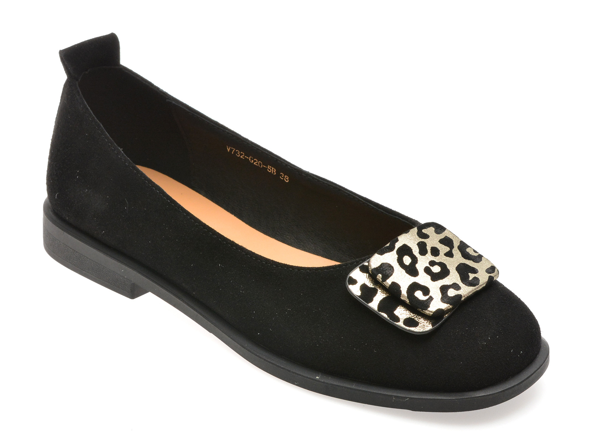 Balerini EPICA negri, V732G20, din piele intoarsa