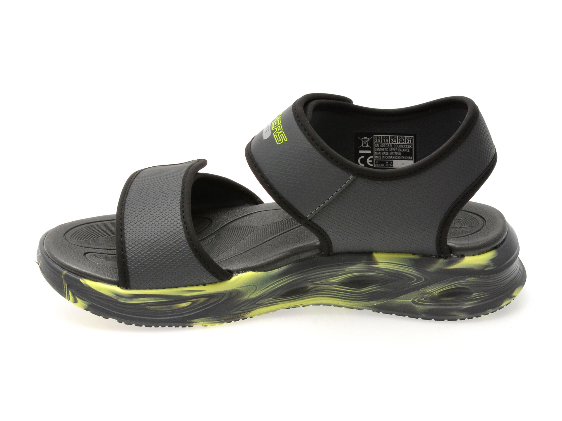 Sandale SKECHERS gri, SOLA GLOW SANDAL, din piele ecologica
