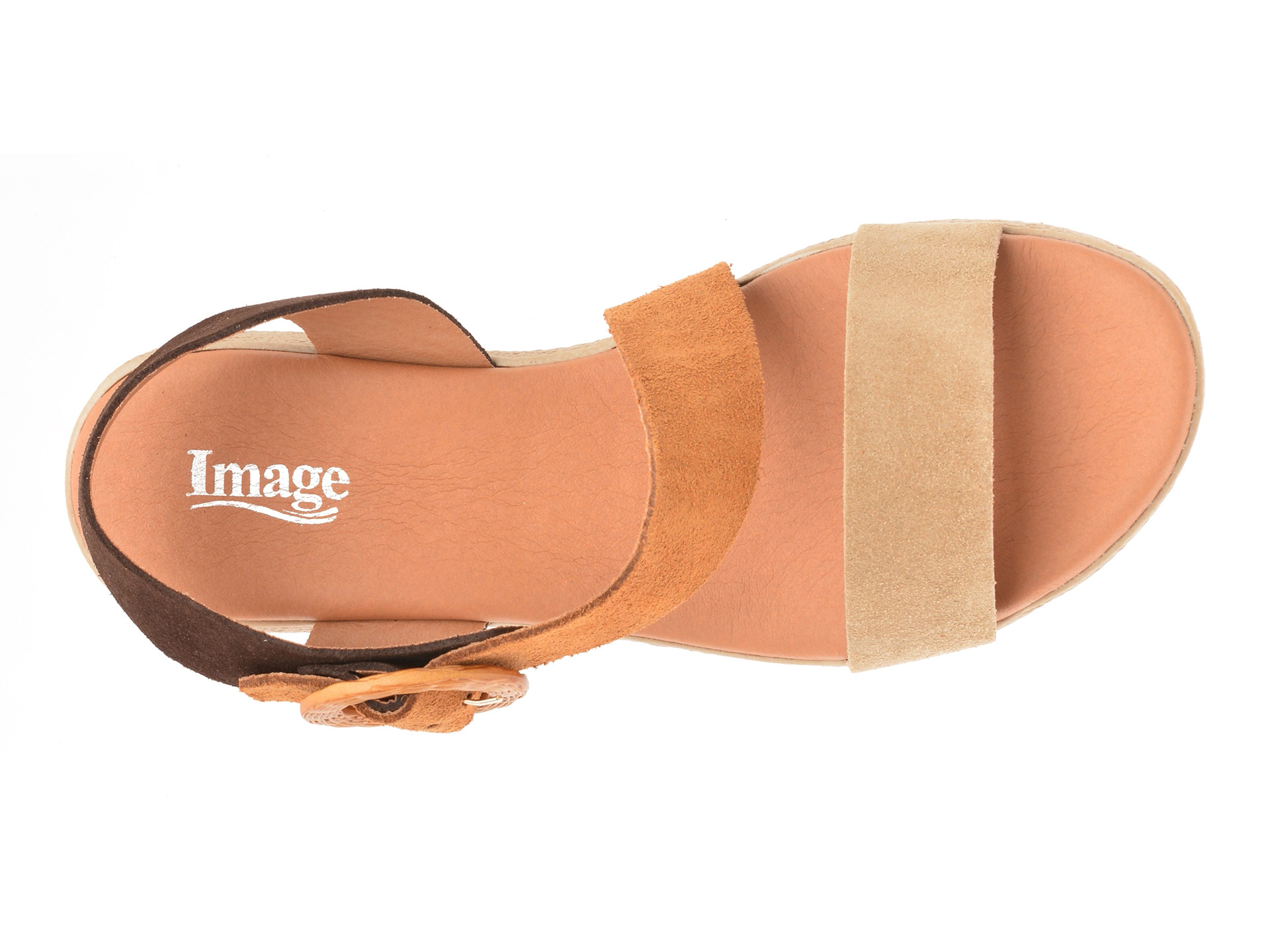 Sandale IMAGE maro, ROSEA, din piele intoarsa