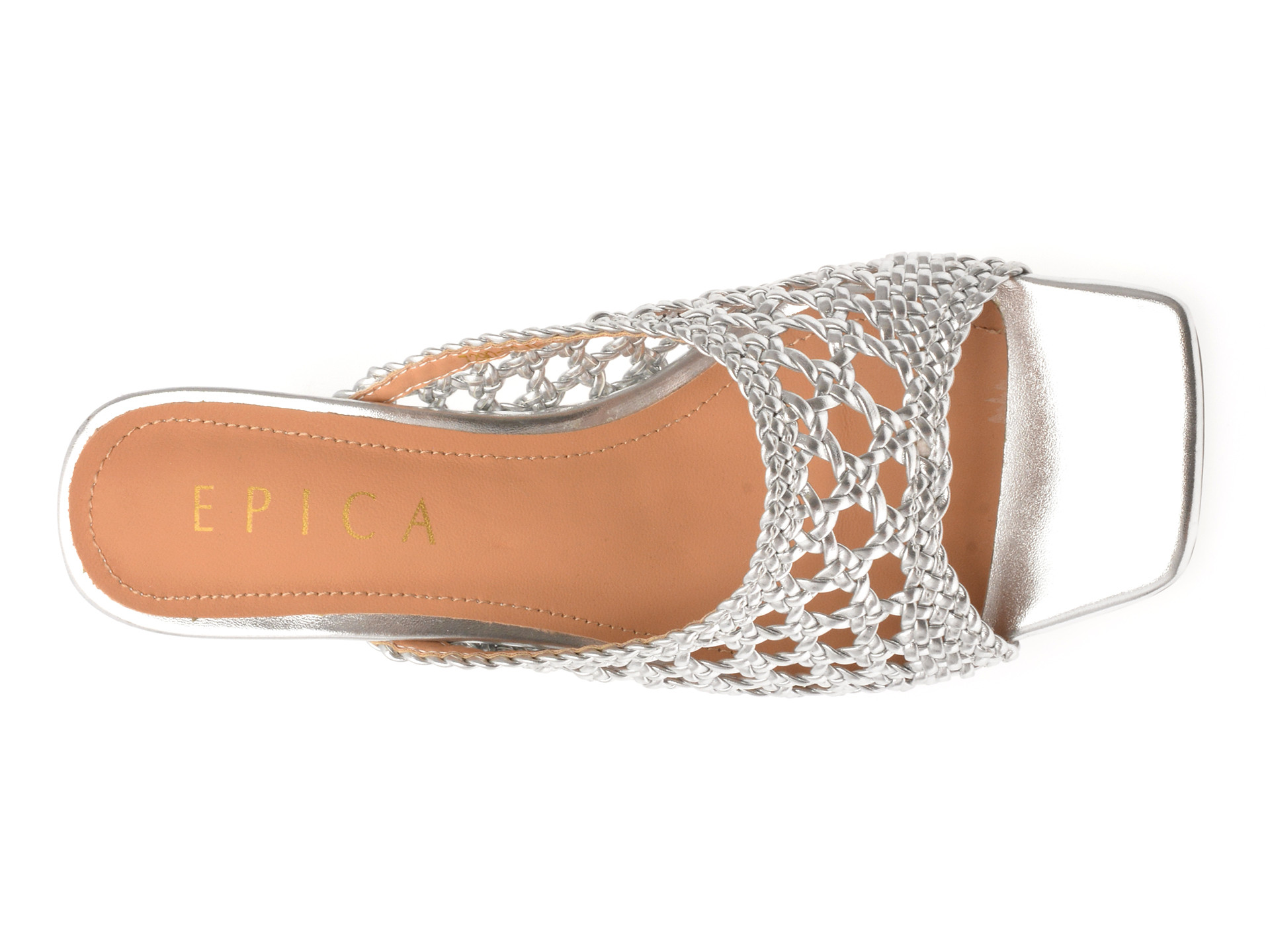 Papuci EPICA argintii, 7290, din piele ecologica