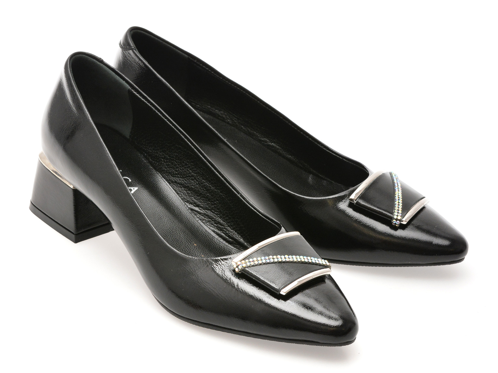 Pantofi EPICA negri, 619230, din piele naturala lacuita