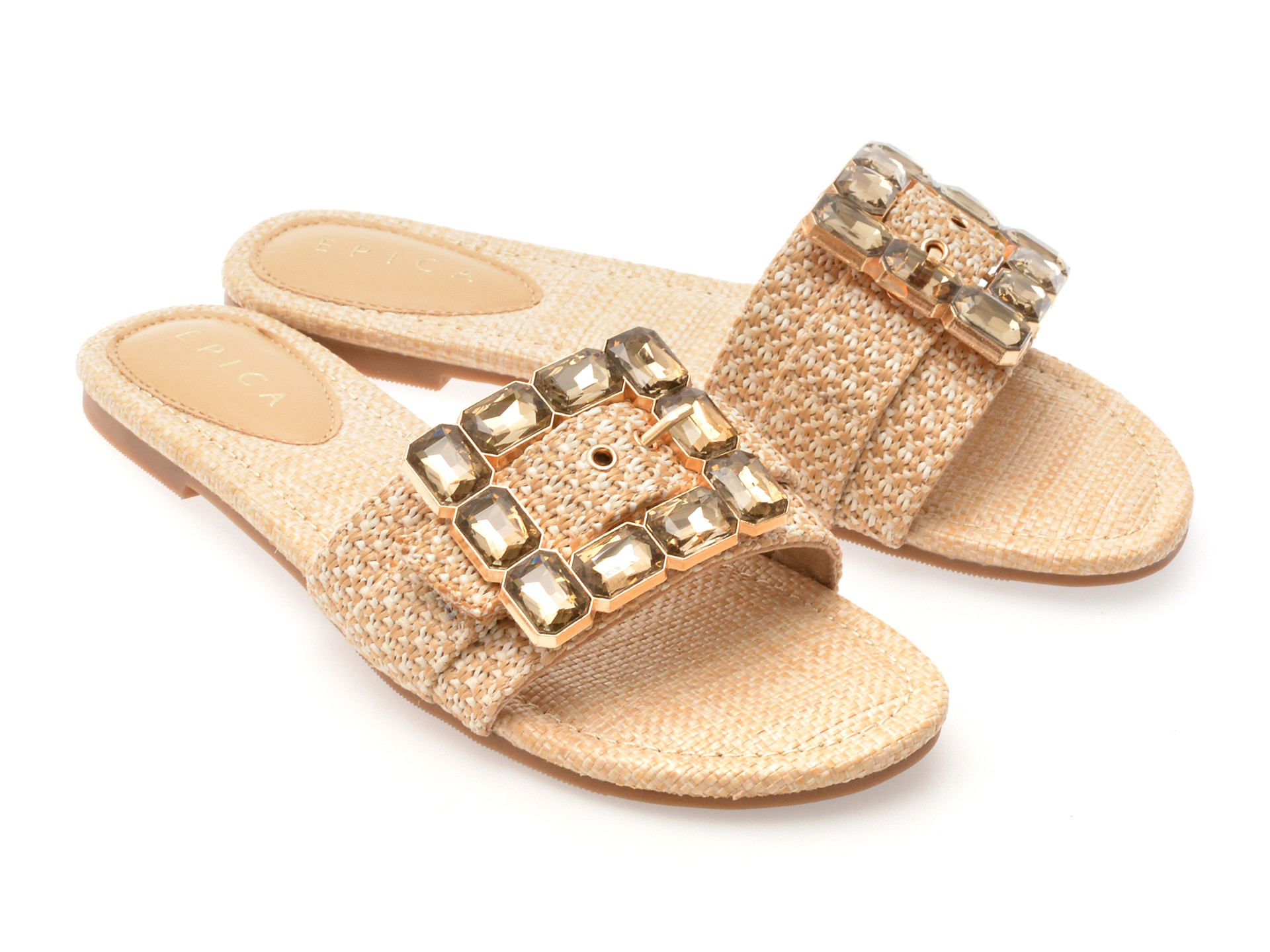 Papuci EPICA bej, 70420, din piele ecologica