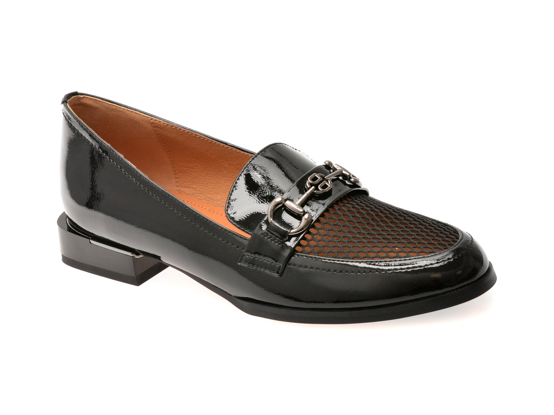 Mocasini EPICA negri, H138, din piele natuala lacuita