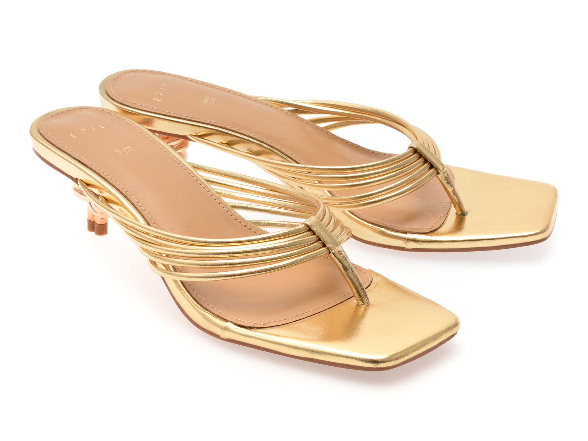 Papuci EPICA aurii, 82933, din piele ecologica