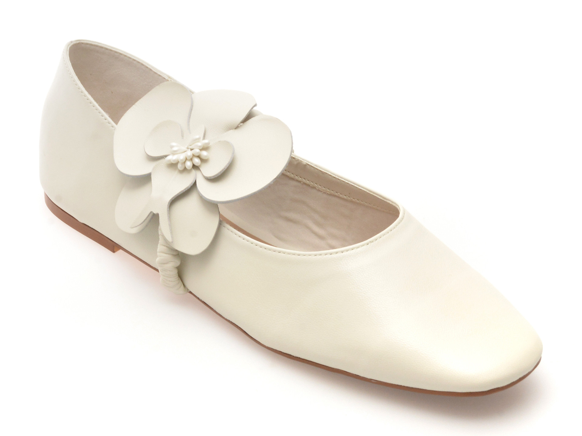 Balerini ALDO albi, FLORALINA 121, din piele naturala