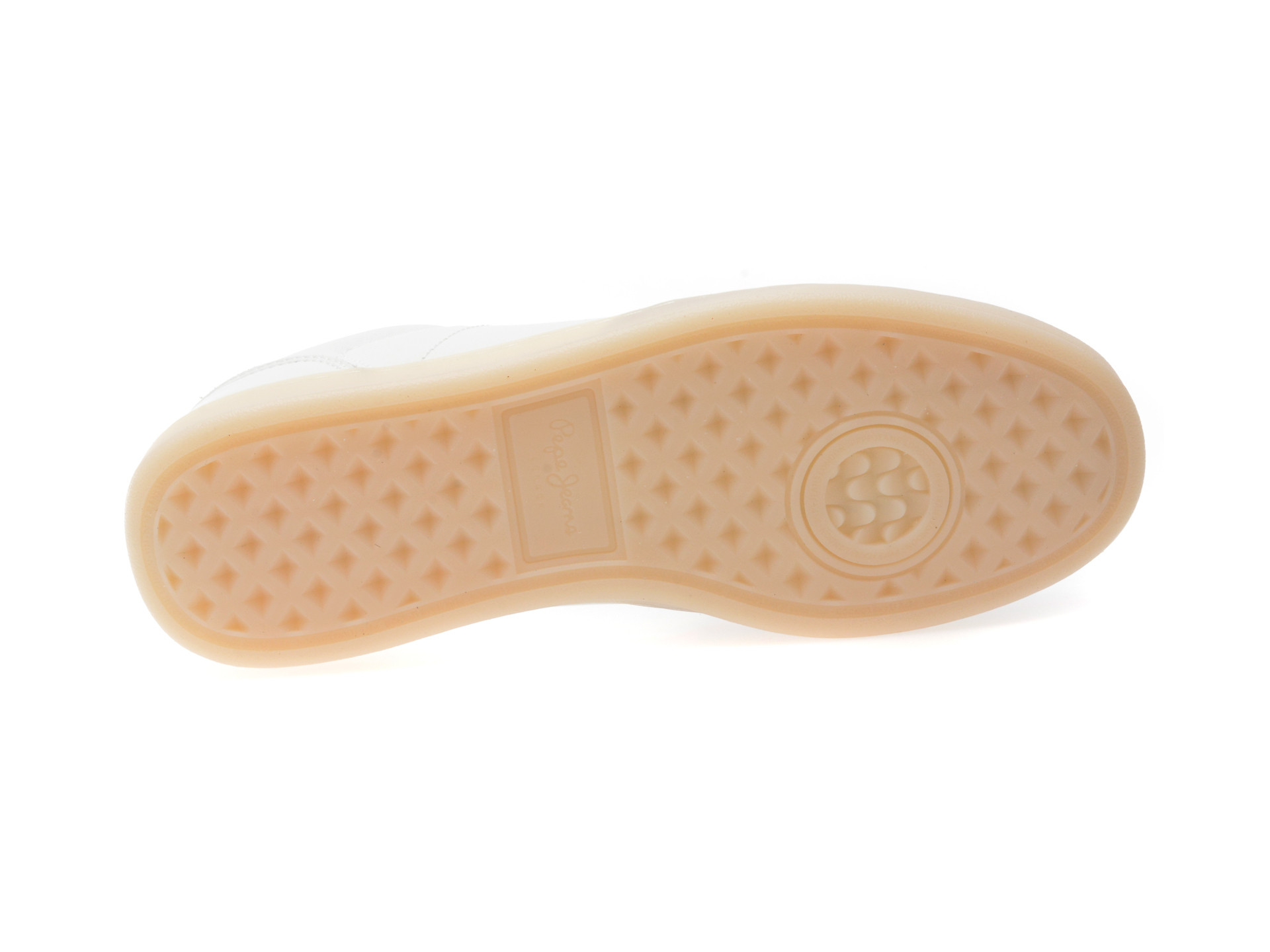 Pantofi sport PEPE JEANS albi, BALL CLUB, din piele naturala