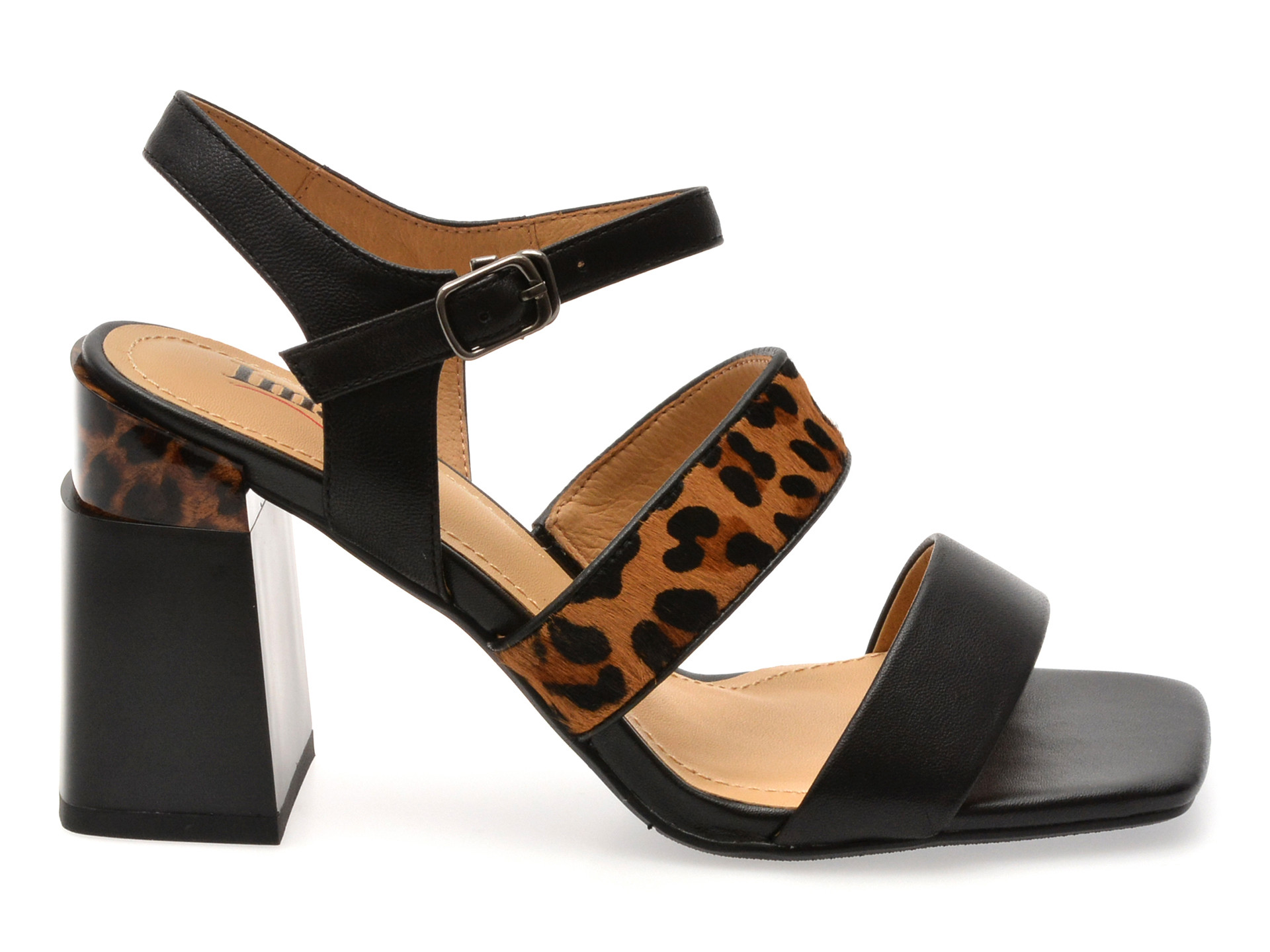 Sandale IMAGE negre, K996, din piele naturala