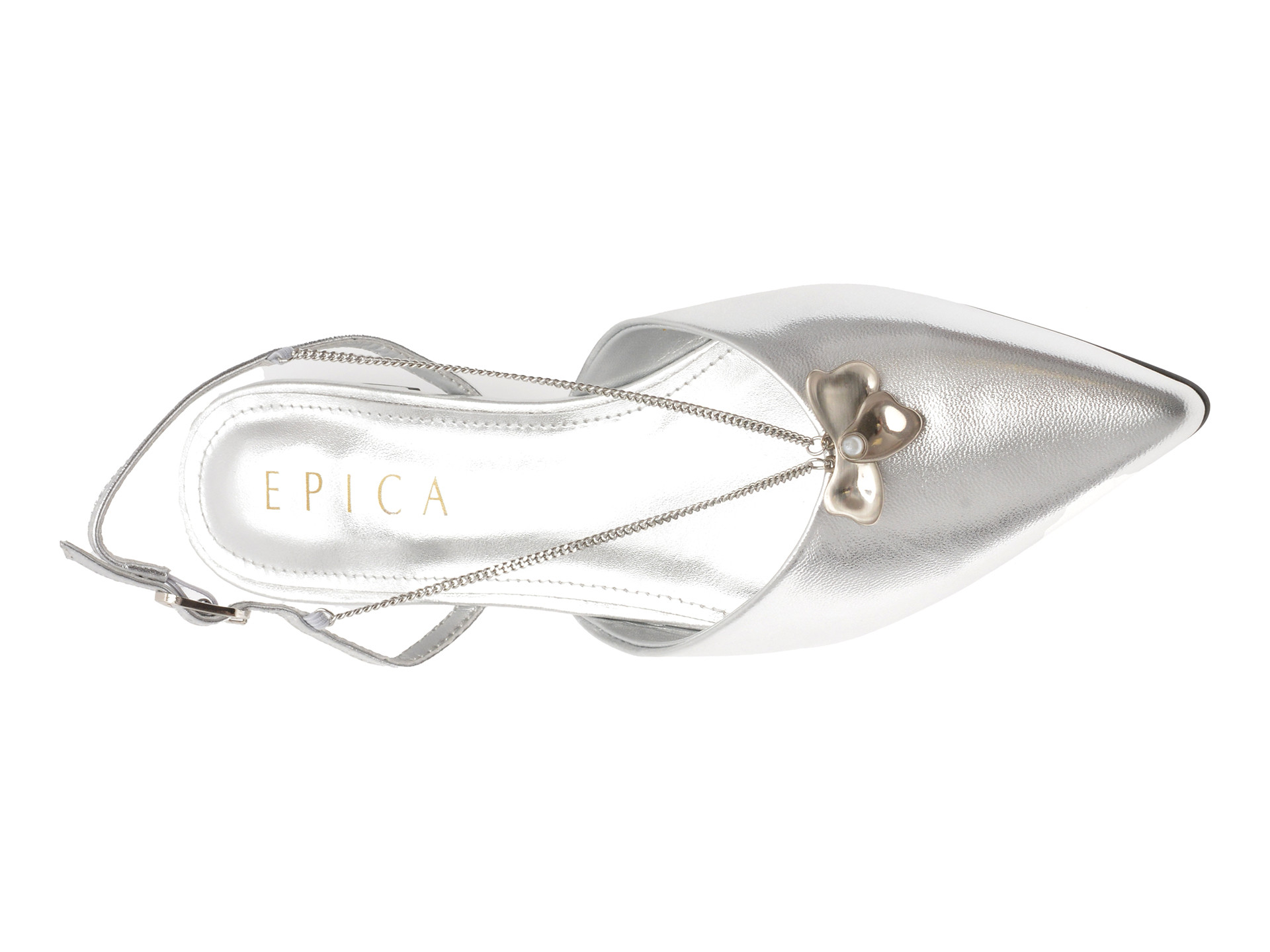 Pantofi EPICA argintii, 2000, din piele naturala