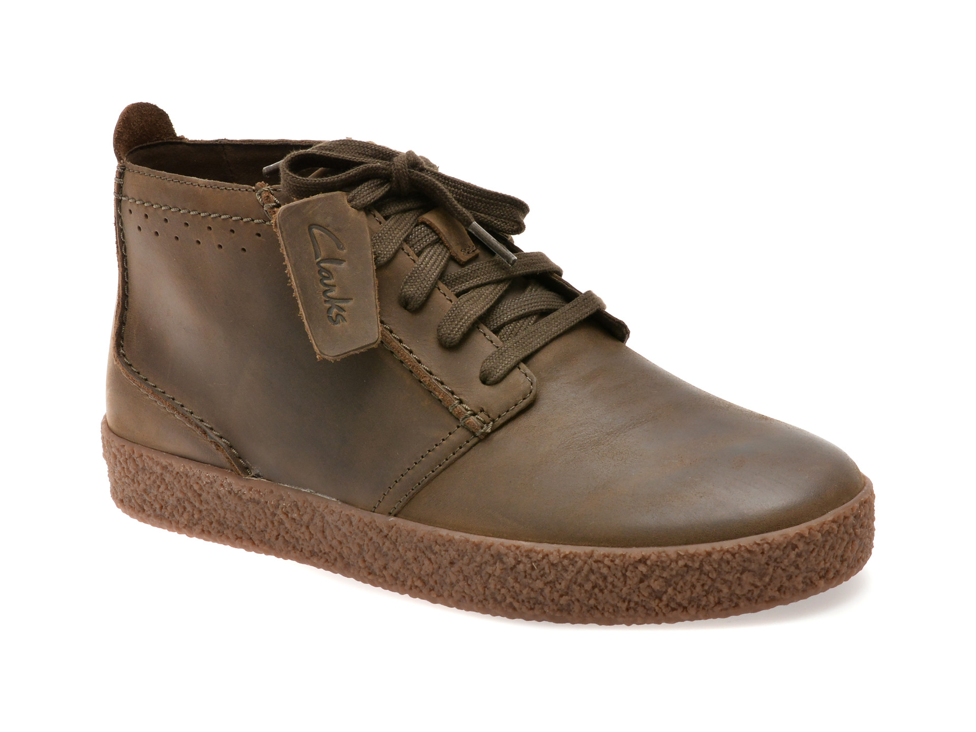 Ghete CLARKS kaki, STREETHILL MID, din nabuc