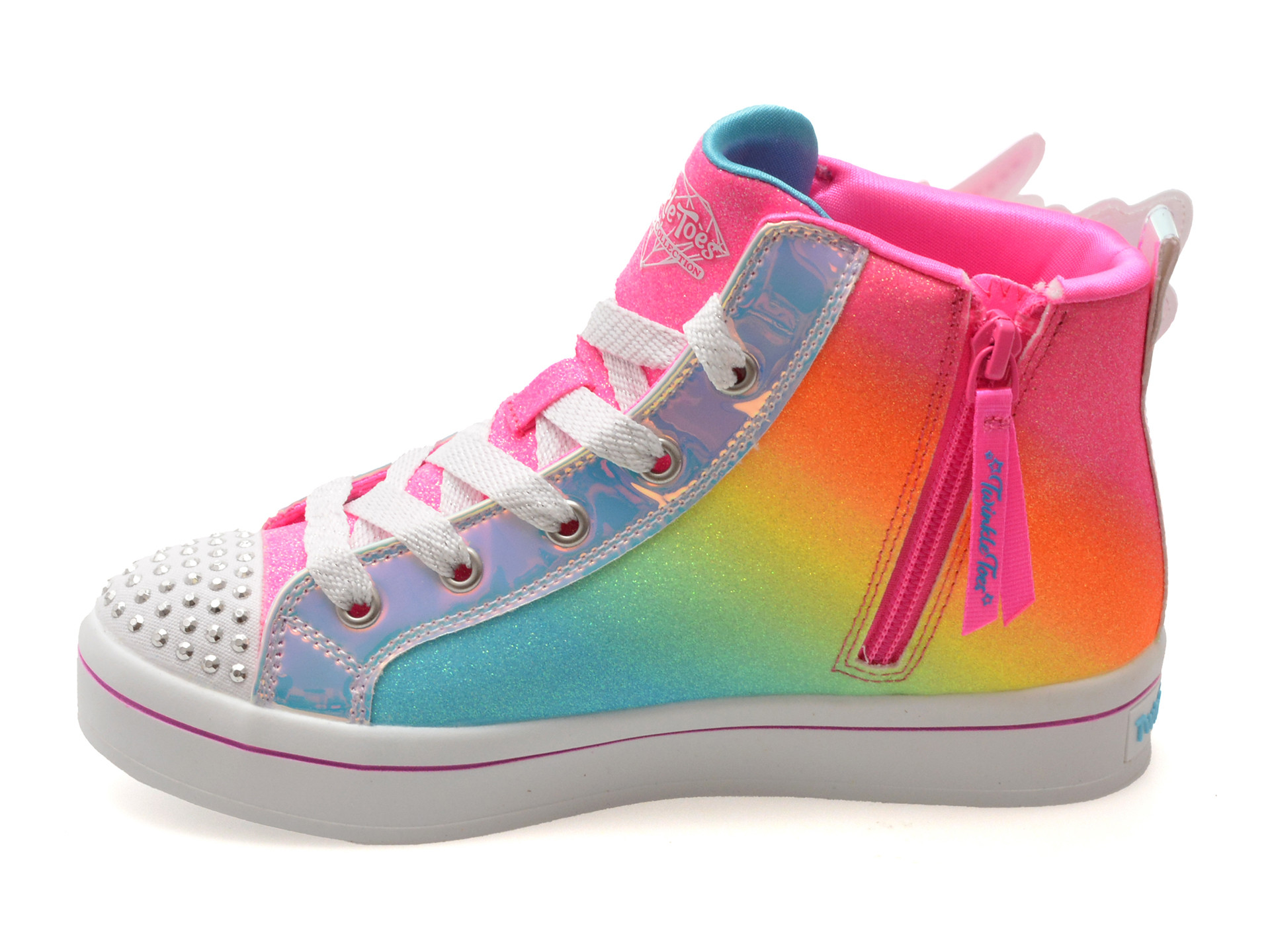 Ghete SKECHERS roz, TWI-LITES 2.0, din piele ecologica