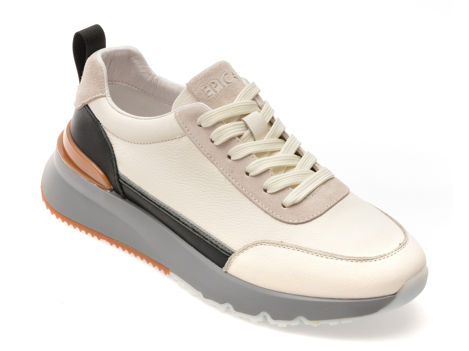 Pantofi sport EPICA albi, LN14, din piele naturala