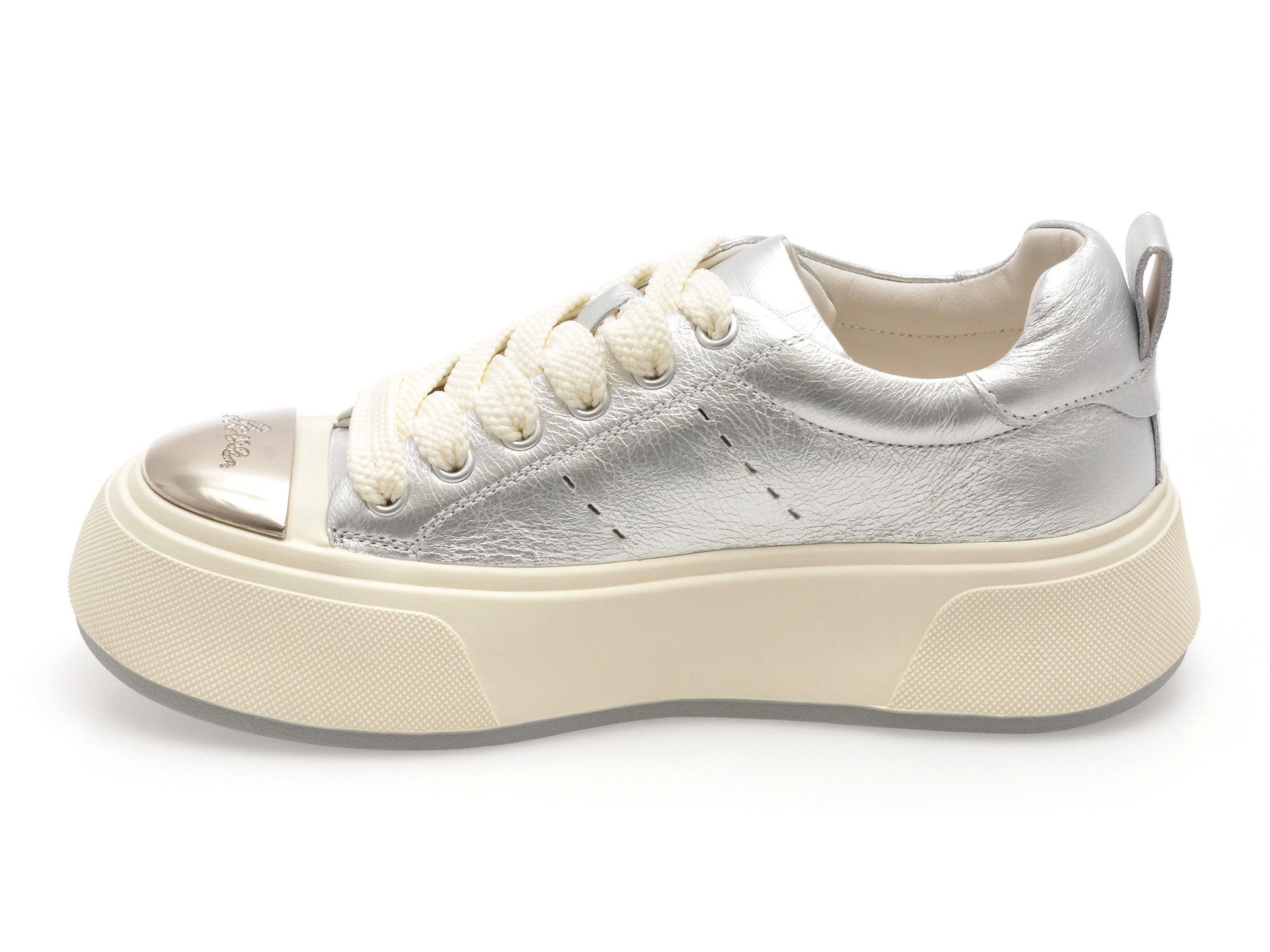 Pantofi sport EPICA argintii, 28701, din piele naturala