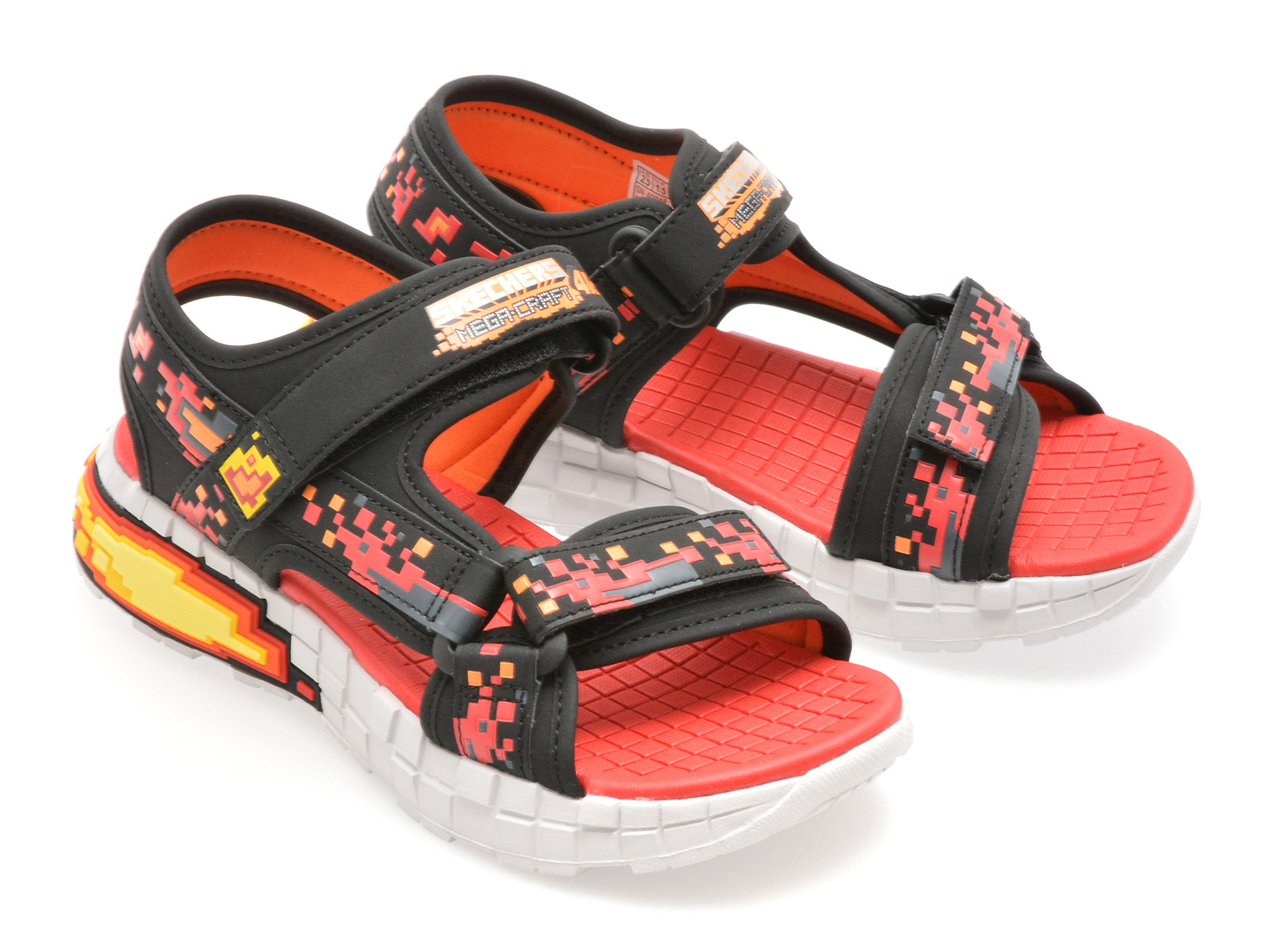 Sandale SKECHERS negre, MEGA-SPLASH 4K, din piele ecologica