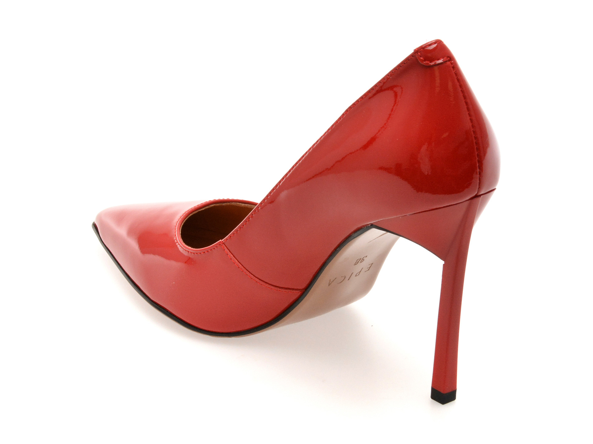 Pantofi eleganti EPICA rosii, E19070, din piele naturala lacuita